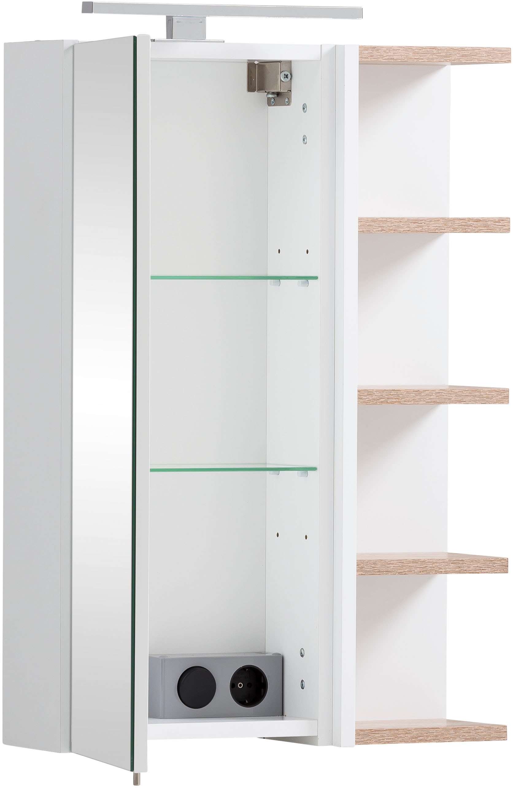 Schildmeyer Spiegelschrank »Balto, Breite 49 cm«, Mit LED-Beleuchtung, Regal beidseitig montierbar