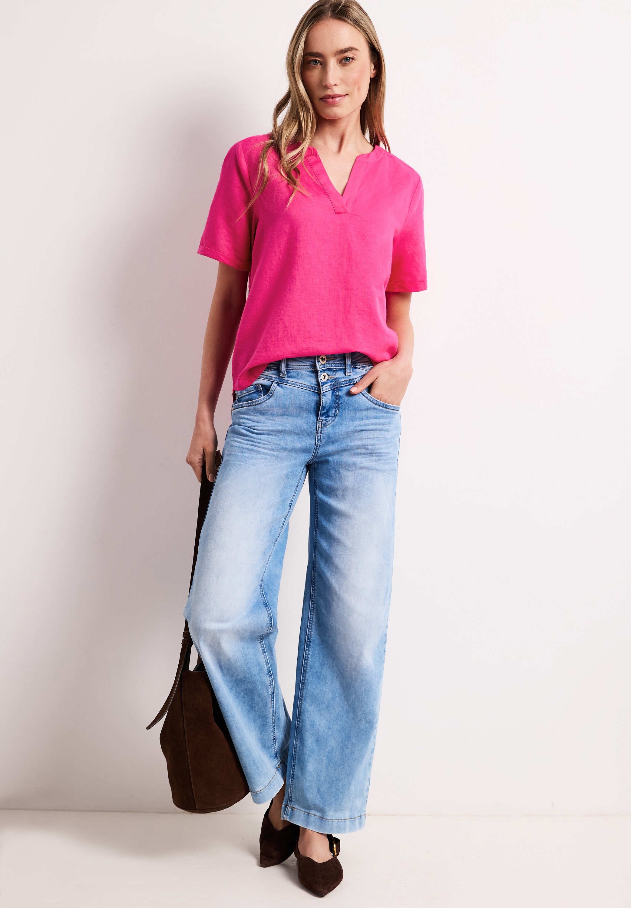 STREET ONE Shirtbluse mit Leinenanteil