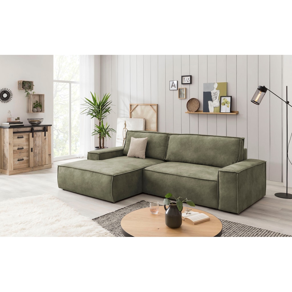 Ecksofa SHERWOOD Schlafsofa, mit Bettkasten, Cord-Bezug