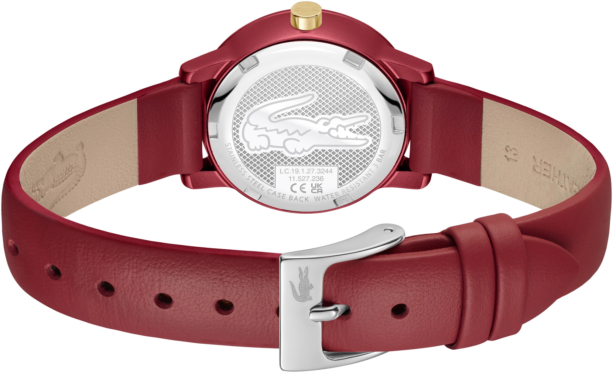 Lacoste Quarzuhr »LACOSTE 12.12 SWIFT«, Armbanduhr, Damenuhr, Lederarmband, analog