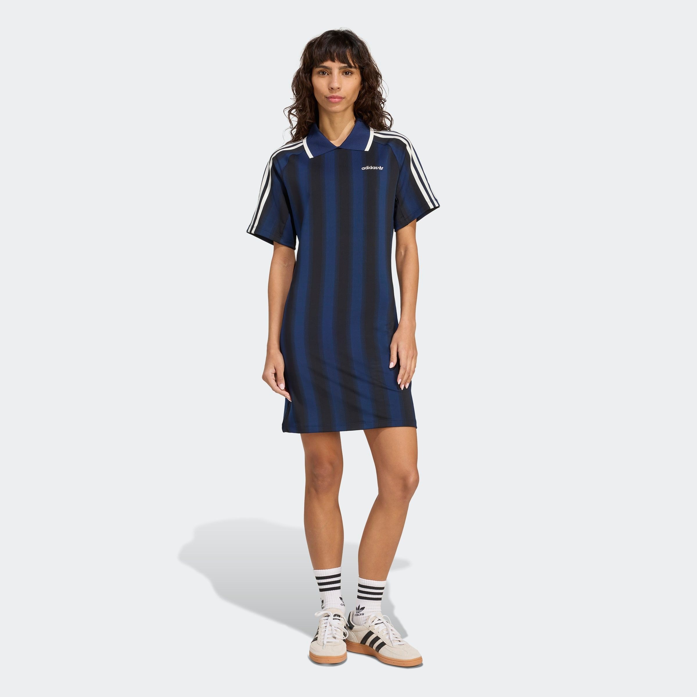 Damen Shirtkleid "FOOTIE DRESS"night indigo, Gr. XS, ADIDAS ORIGINALS, Obermaterial: 86% Polyester, 14% Elasthan, Kleider, sportlicher Look, vom
