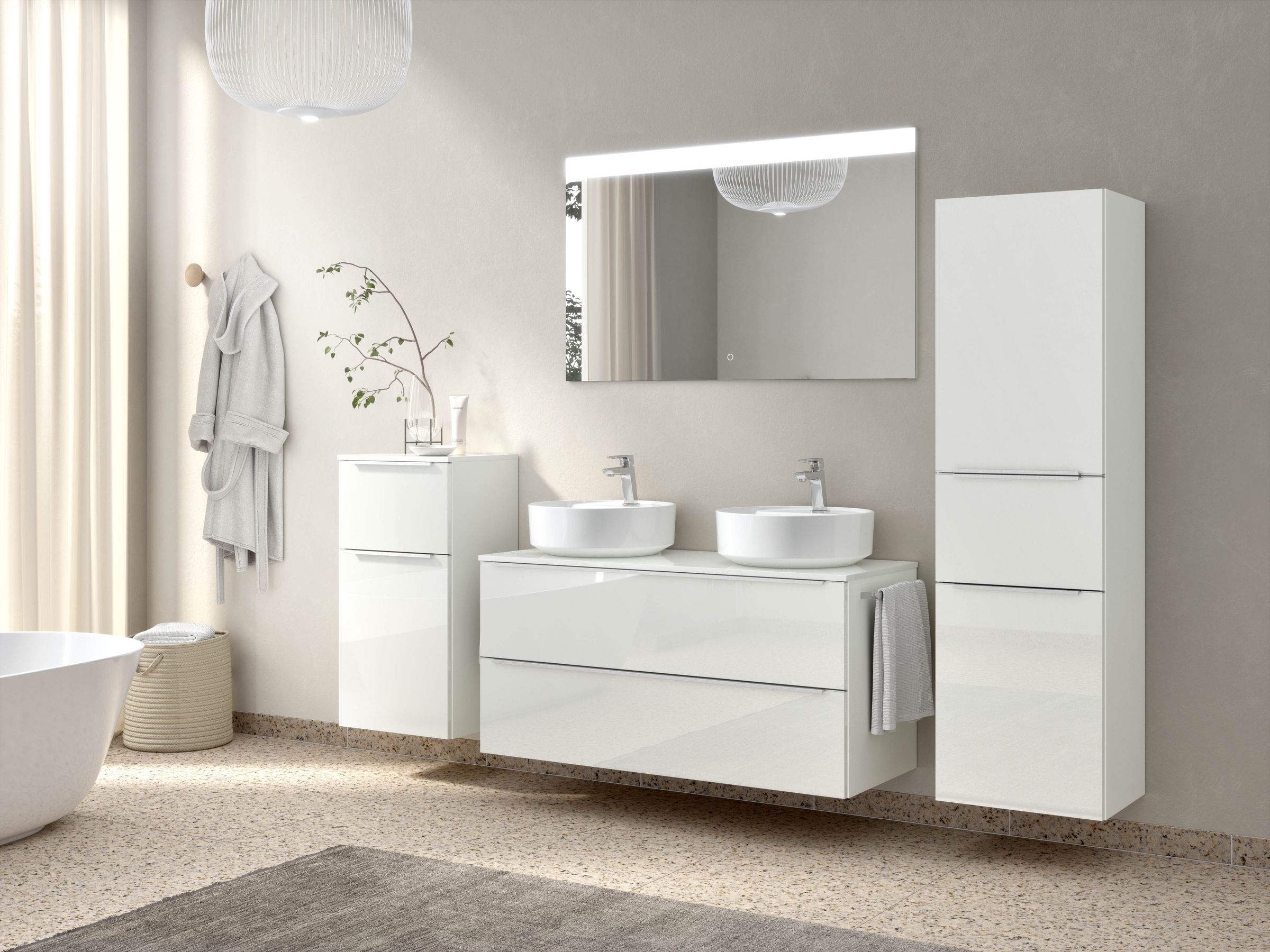 nobilia Badmöbel-Set, (4 St., vormontiert, mit Soft-Close), Hochglanz, inkl günstig online kaufen