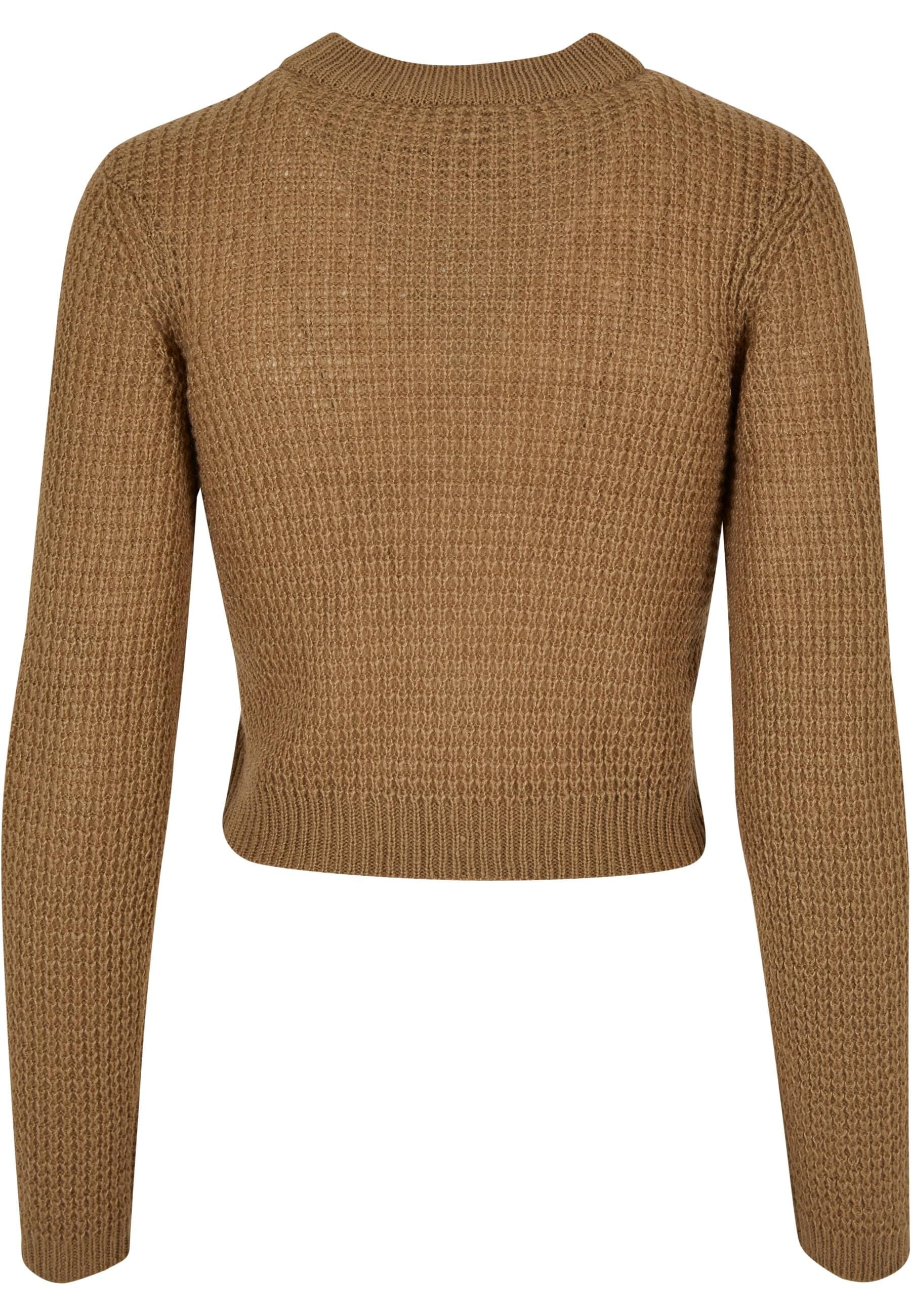 URBAN CLASSICS Rundhalspullover »Urban Classics Damen Ladies Short Waffle Sweater«, (1 tlg.)