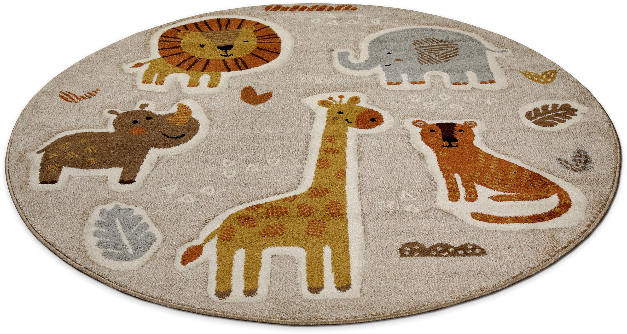 SMART KIDS Kinderteppich »Nala & Friends«, rund, 10 mm Höhe, Moderner Spielteppich, strapazierfähig, pflegeleicht, Konturenschnitt