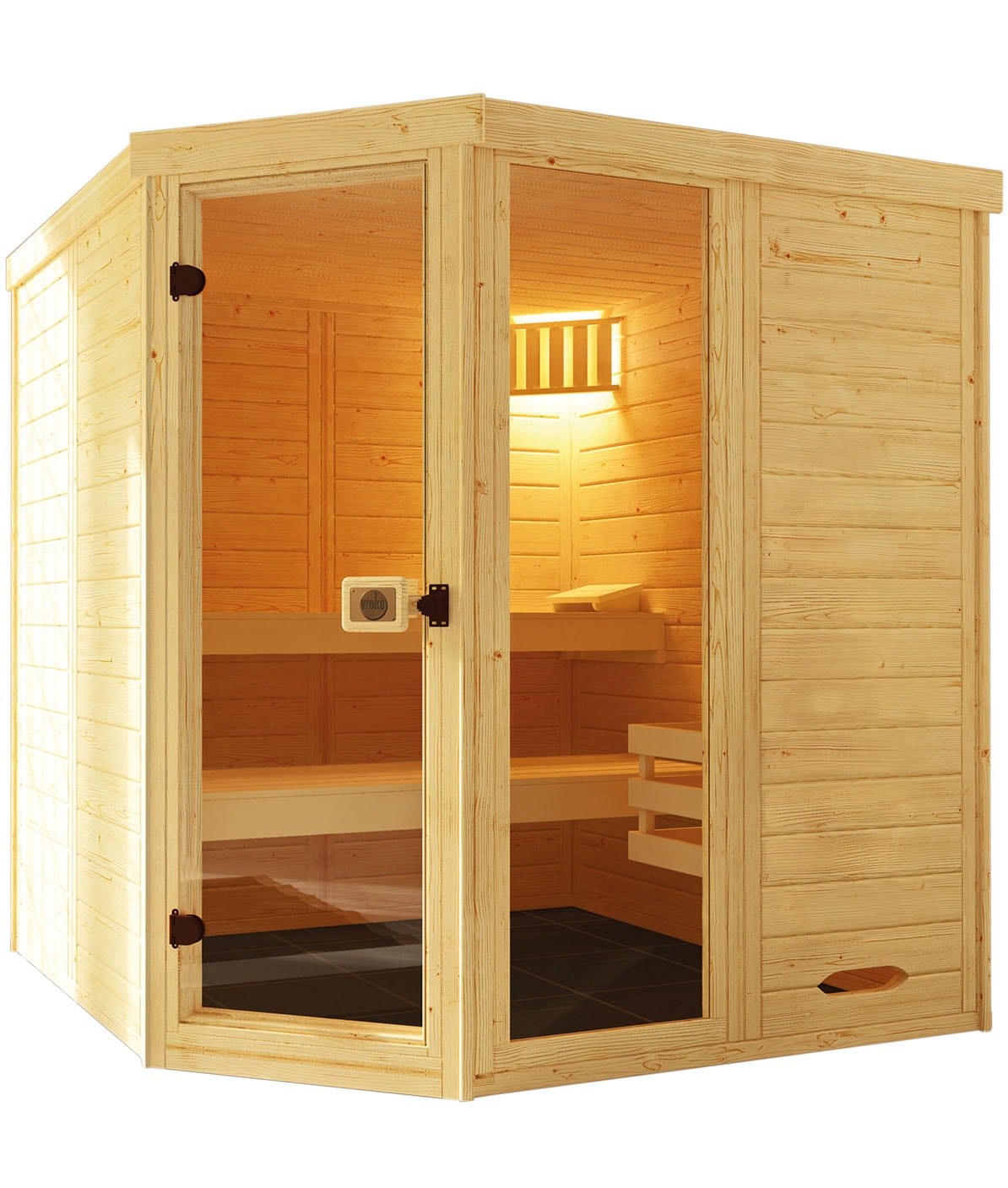 weka Sauna "Massivholz-Elementsauna LAUK", Blockbohlen, vorgefertigte Elemente