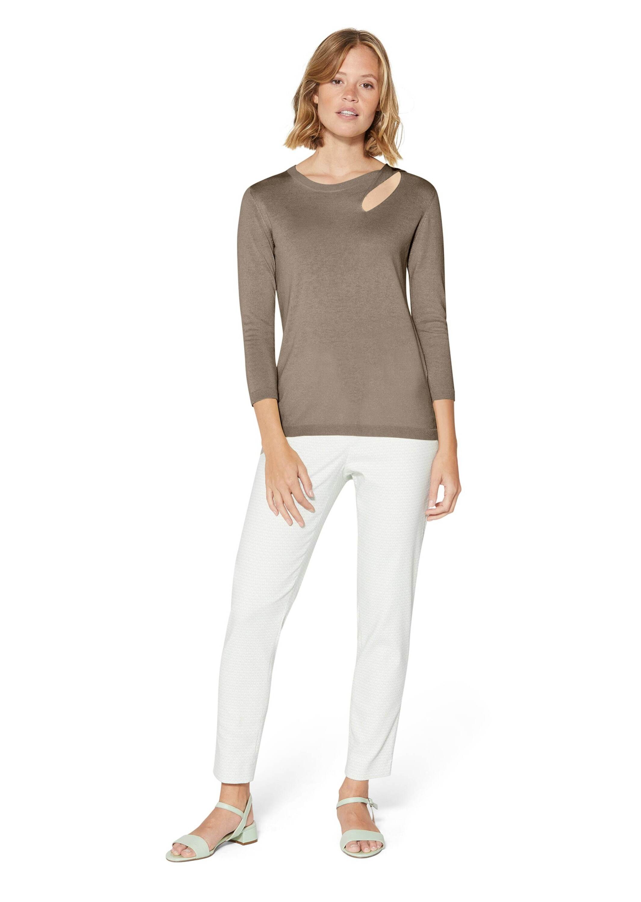 MADELEINE Longpullover »Pullover Feinstrick-Pullover mit 3/4-Ärmeln und Cut-out«