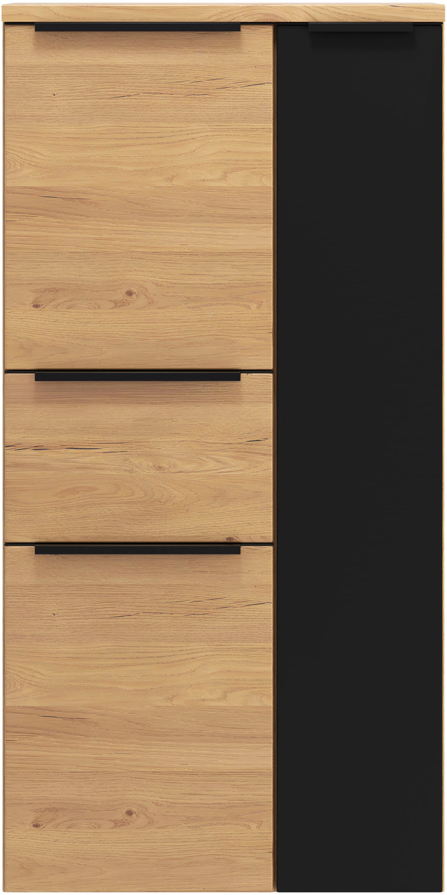 welltime Midischrank "MAILAND, Softclose-Auszug, gedämpfte Scharniere, hochwertiges MDF" Maße (B/H/T): ca. 65/130/35 cm, Wildeiche, gedämpfte Scharniere und Softclose-Auszug