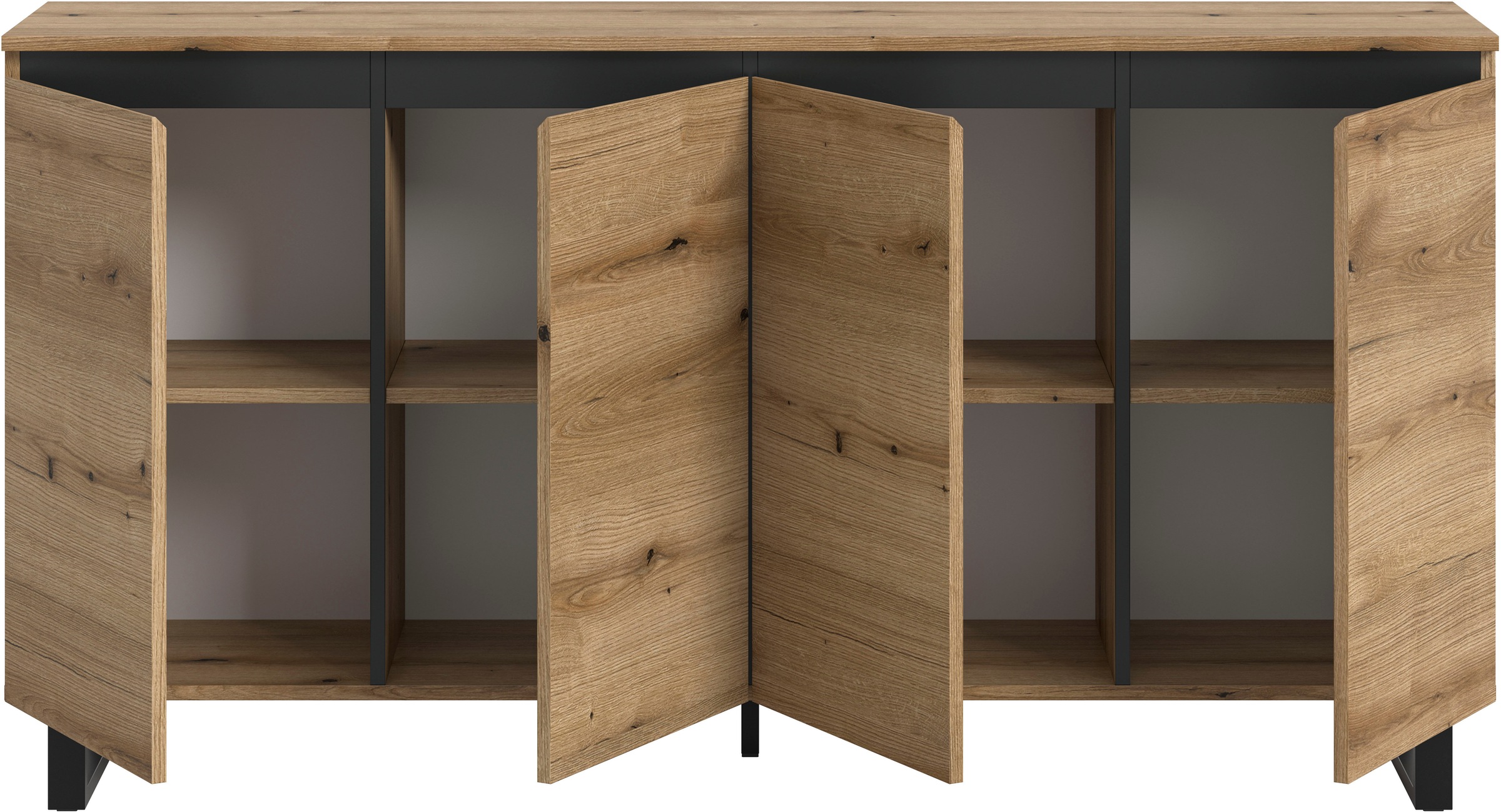 INOSIGN Sideboard »TOMA, Breite: 160 cm, mit Metall-Kufen-Fuß, 4 Türen, 4 Einlegeböden«, Anrichte, Kommode, Schrank, Board, Higboard