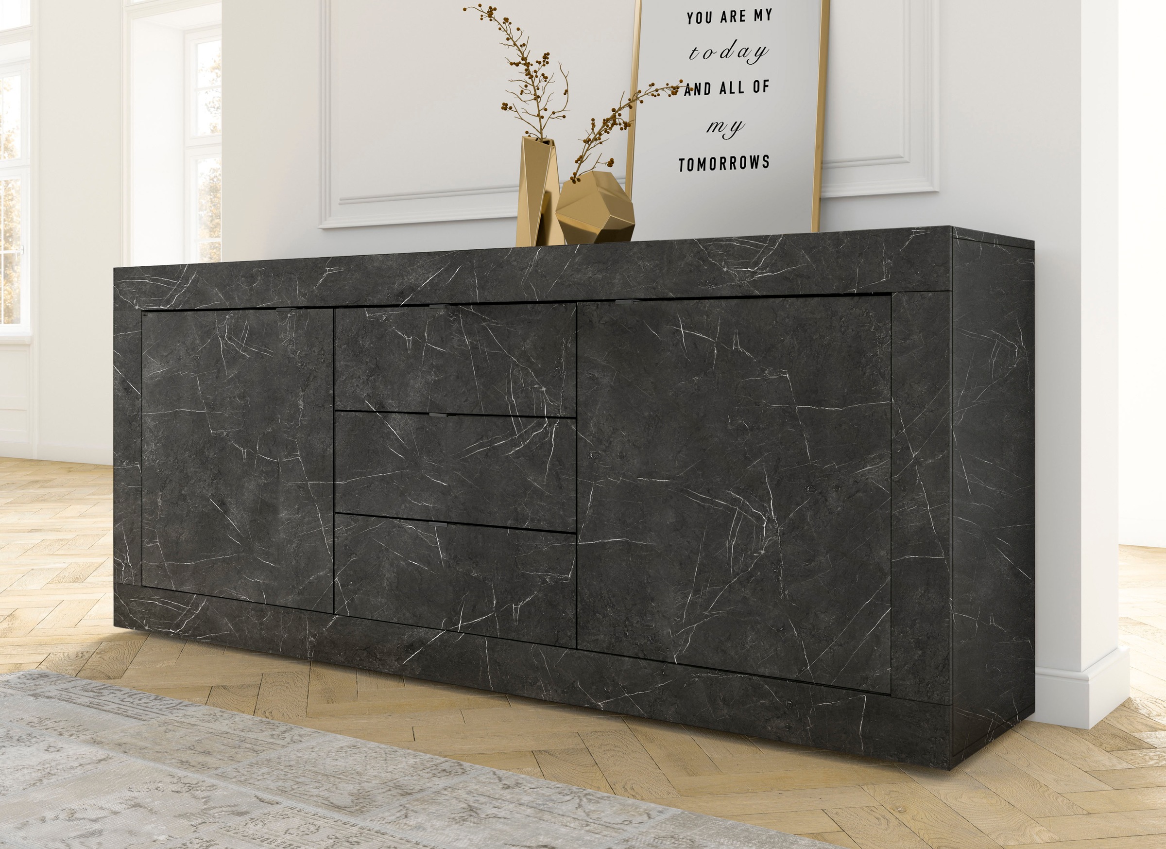 Home affaire Sideboard "Basic Breite 210 cm, Kommode 2 Türen, 3 Schubkästen günstig online kaufen