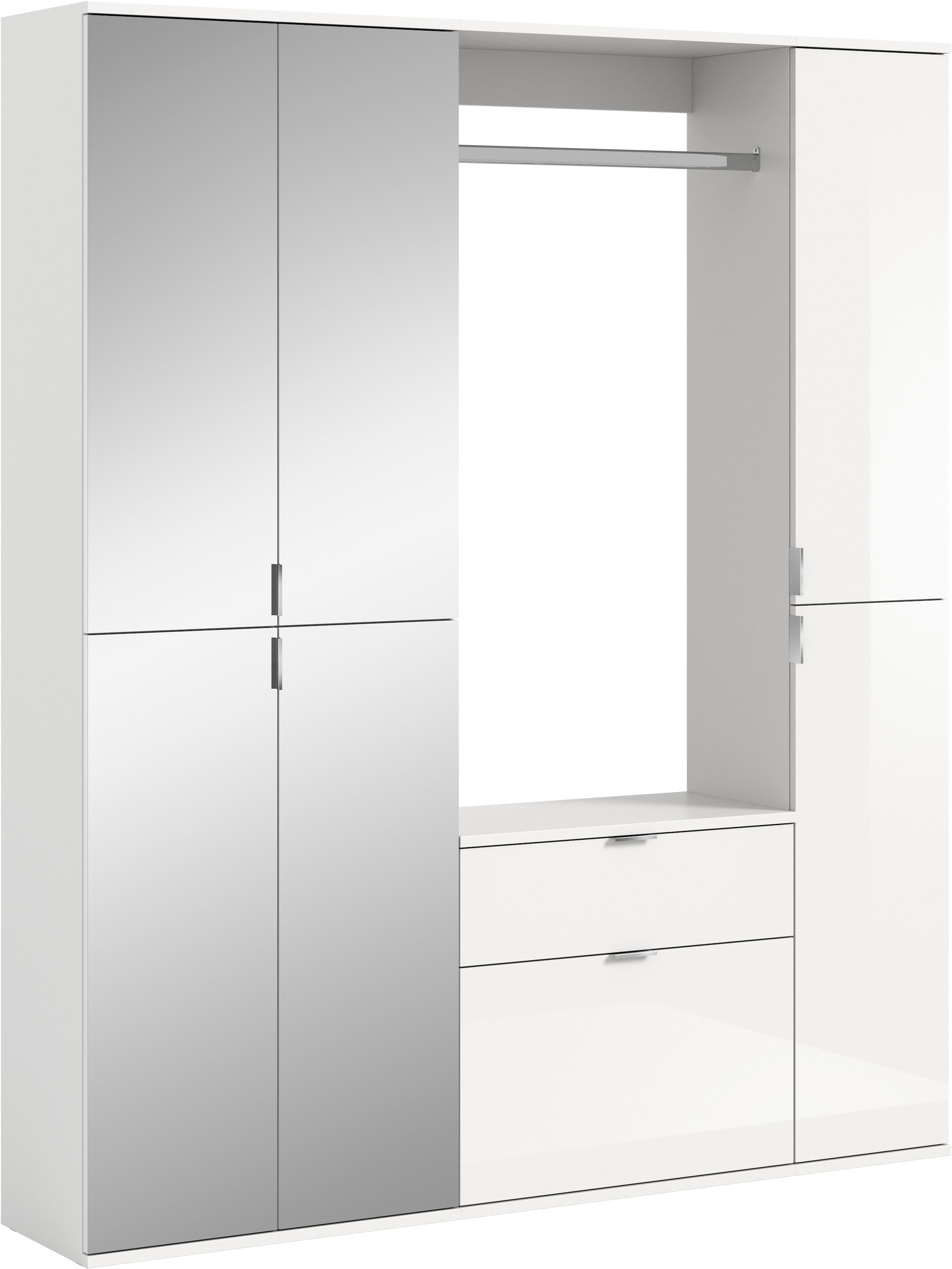 INOSIGN Garderoben-Set »Trondheim, Breite 152 cm, 5-teilig, bestehend aus:«, (Set, 4 St.), 2x Garderobenschrank, 1 Kommode, 1 Garderobenstange, 1 Ablageboden
