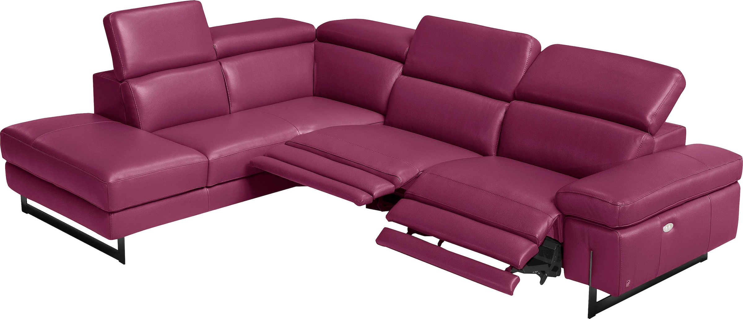 Egoitaliano Ecksofa "Candice, elegant, edel und bequem, erstklassiger Sitzkomfort, L-Form" inkl. 2 elektrischer Relaxfunktionen, Bedienung über Taste an Armlehne