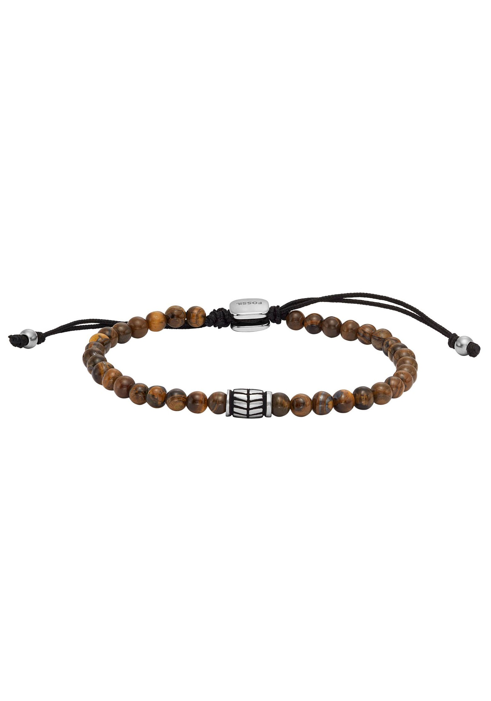 Armband FOSSIL "Schmuck Geschenk Edelstahl Armschmuck JEWELRY", braun (edelstahlfarben, schwarz, braun, braun), Armbänder, Damen, 24cm, Edelstahl, Armband, mit Hämatit, Tigerauge, Sodalith oder Malachit 2
