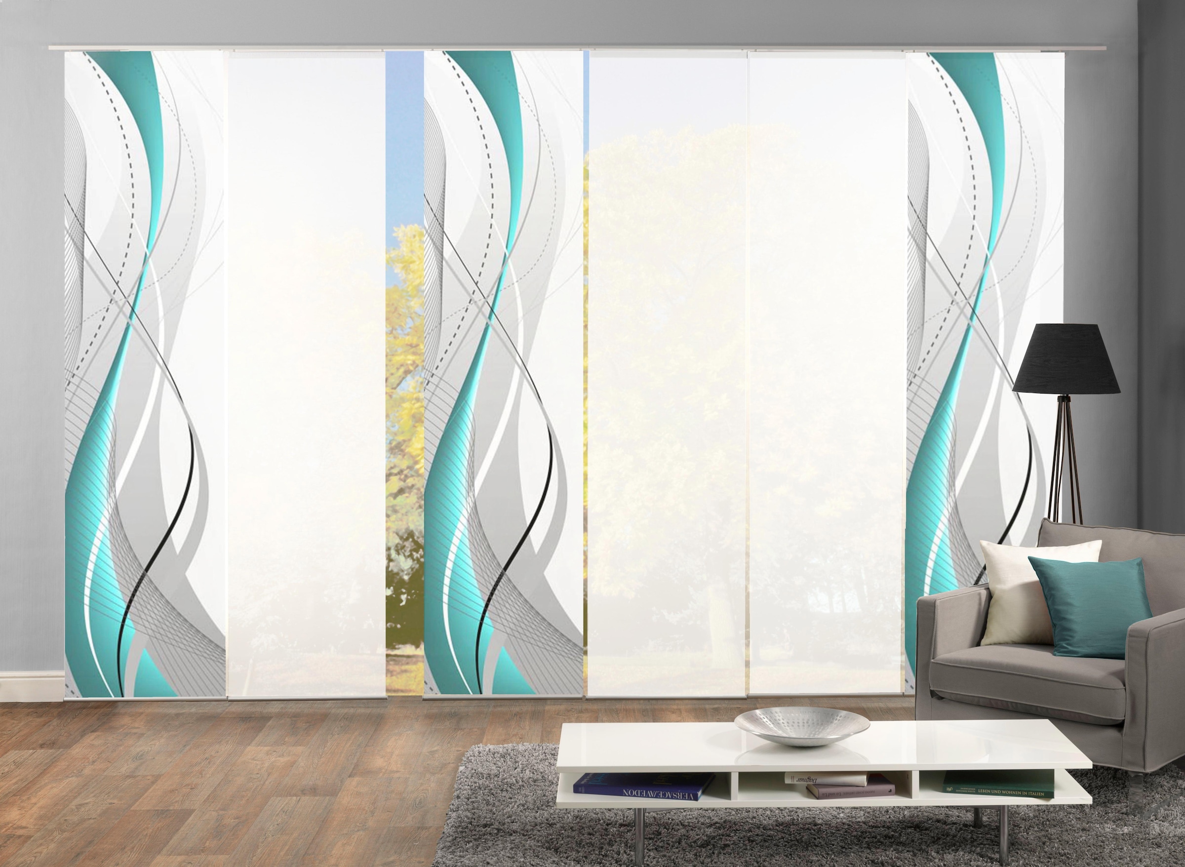 HOME WOHNIDEEN Schiebegardine "WUXi" Klettband 6 Stk. tlg. HxB: 245x60, ink günstig online kaufen
