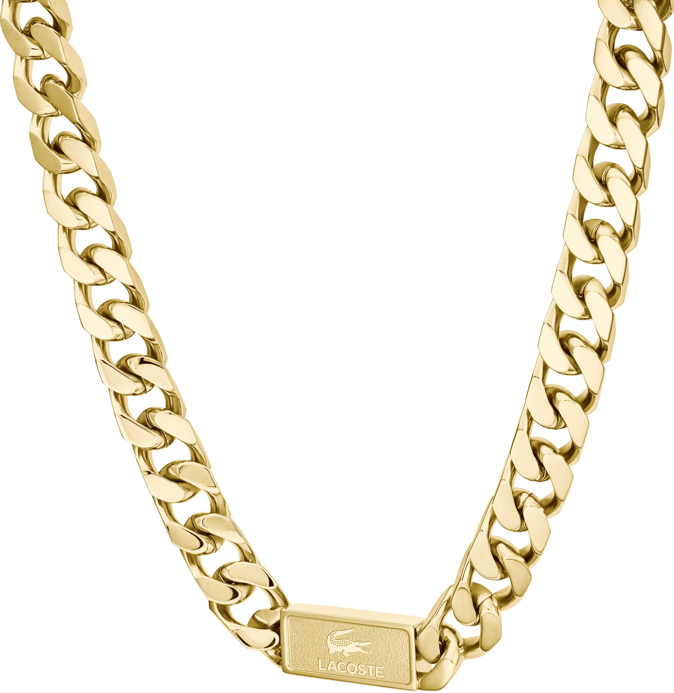 Panzerkette LACOSTE "BACKHAND", gold (gelbgoldfarben), Halsketten, Herren, Edelstahl, L: 56 B: 1mm, Panzerkette, B:1mm