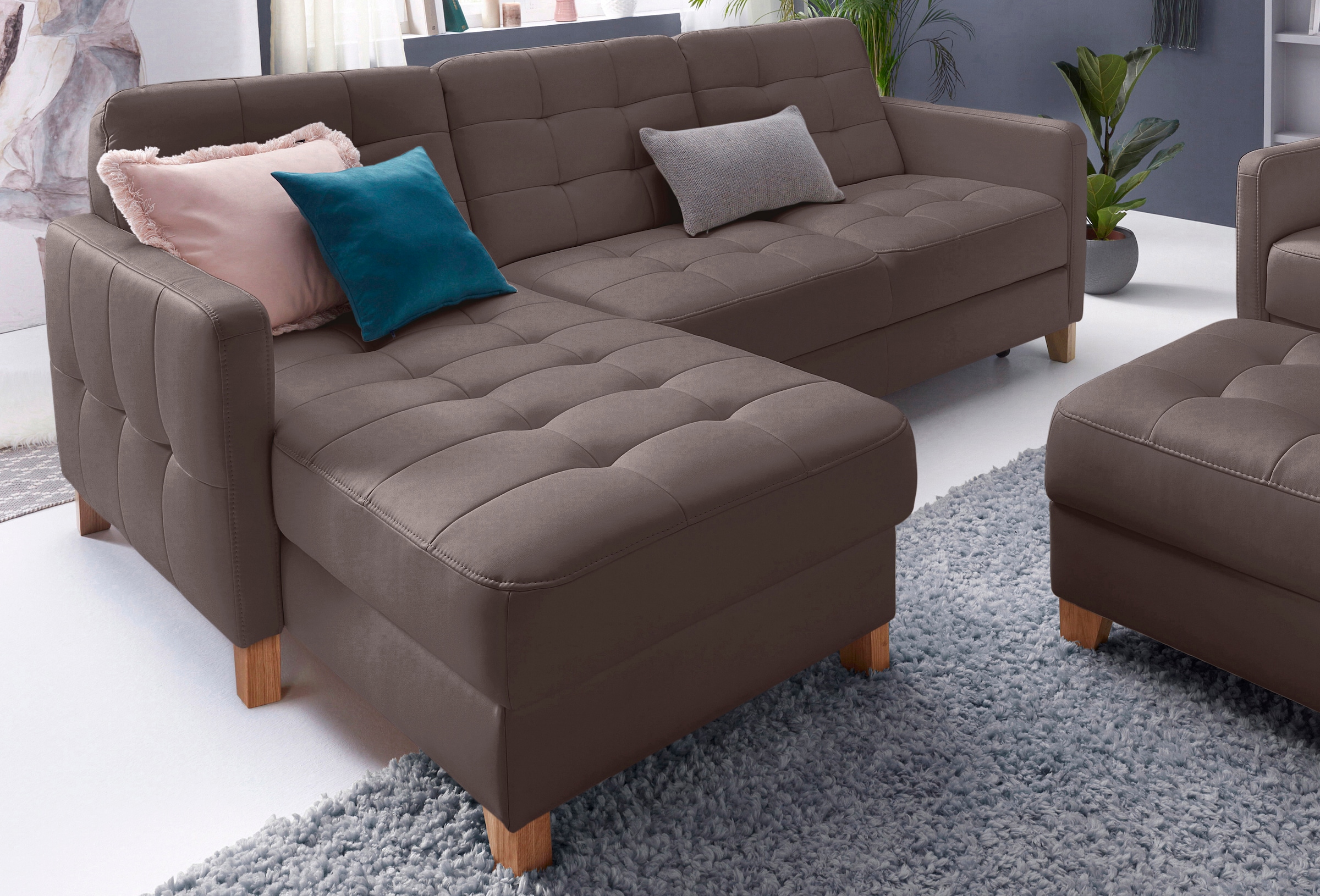 exxpo - sofa fashion Ecksofa »Elio, kompakt und komfortabel, bequem und zeitloses Design, L-Form«, wahlweise mit Bettfunktion