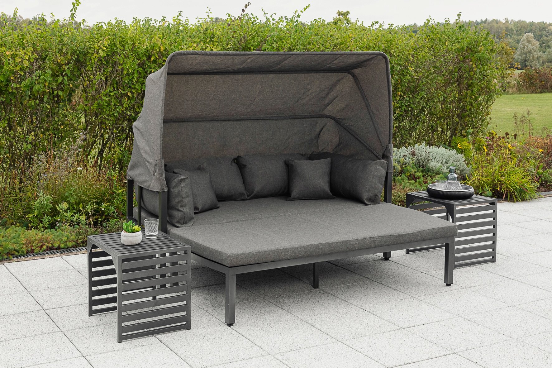 MERXX Gartenlounge-Set »Argos Insel«, 3er Set, aus Aluminium, mit 2  Beistelltischen, inkl. Zierkissen | BAUR