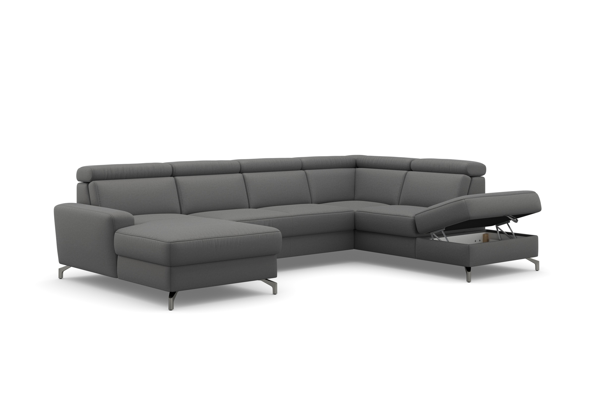 sit&more Wohnlandschaft »Scarlett U-Form«, inklusive Kopfteilverstellung, wahlweise mit Bettfunktion, Bettkasten