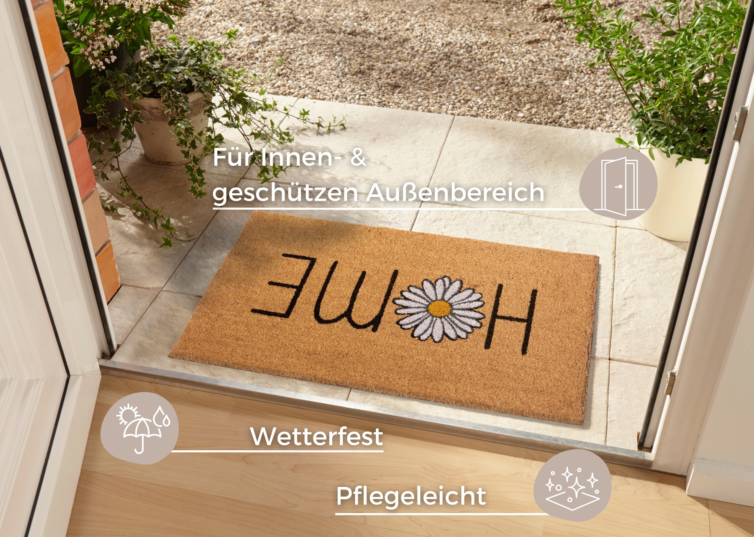 HANSE Home Fußmatte »Home, Türmatte«, rechteckig, 15 mm Höhe, Kokos, Schmutzfangmatte, Outdoor, Rutschfest, Innen, Kokosmatte, Flur
