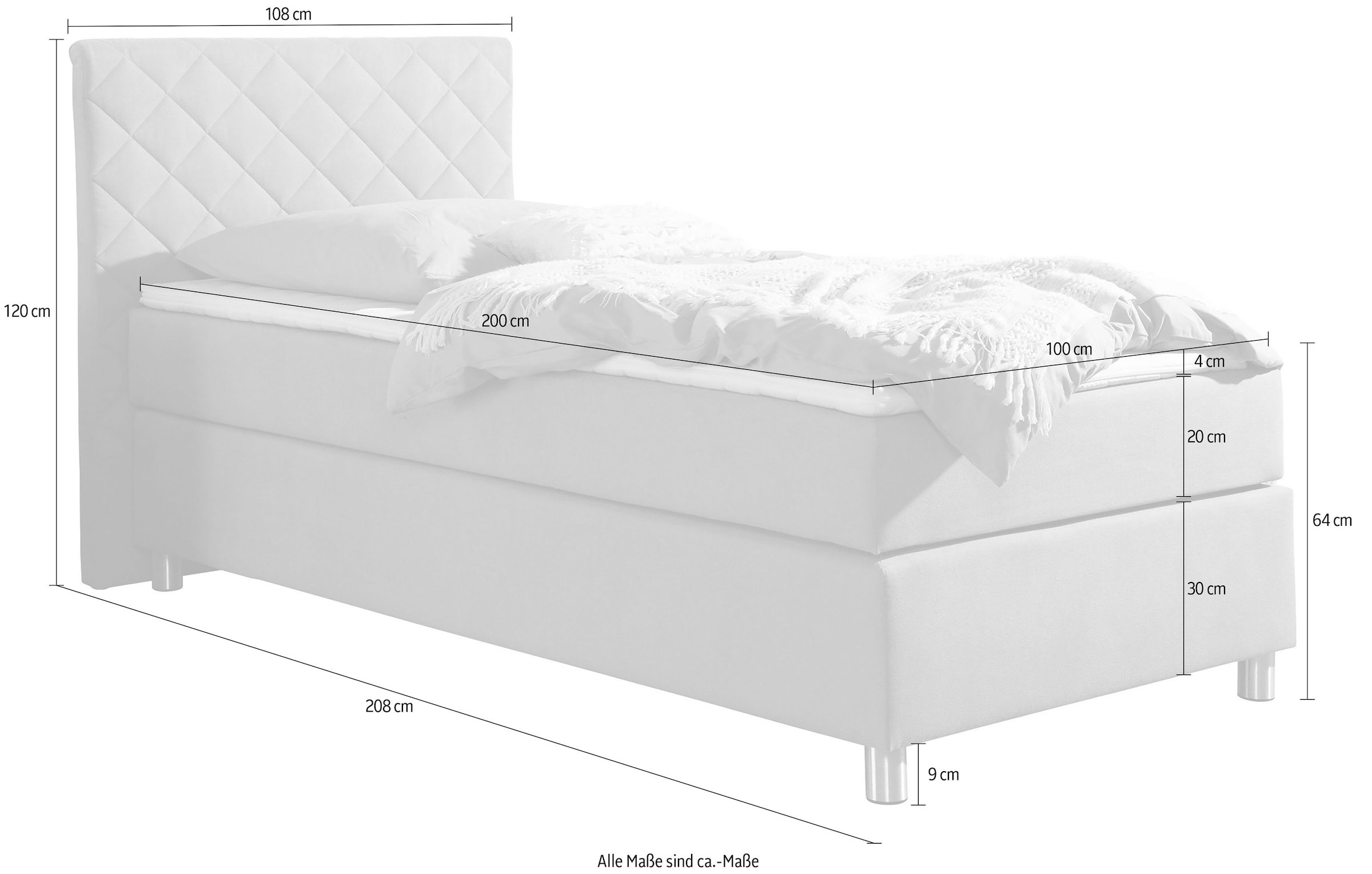 Home affaire Boxspringbett »Bernard, in verschiedenen Breiten« inkl. Topper, Matratze in H2, H3 oder H4 erhältlich