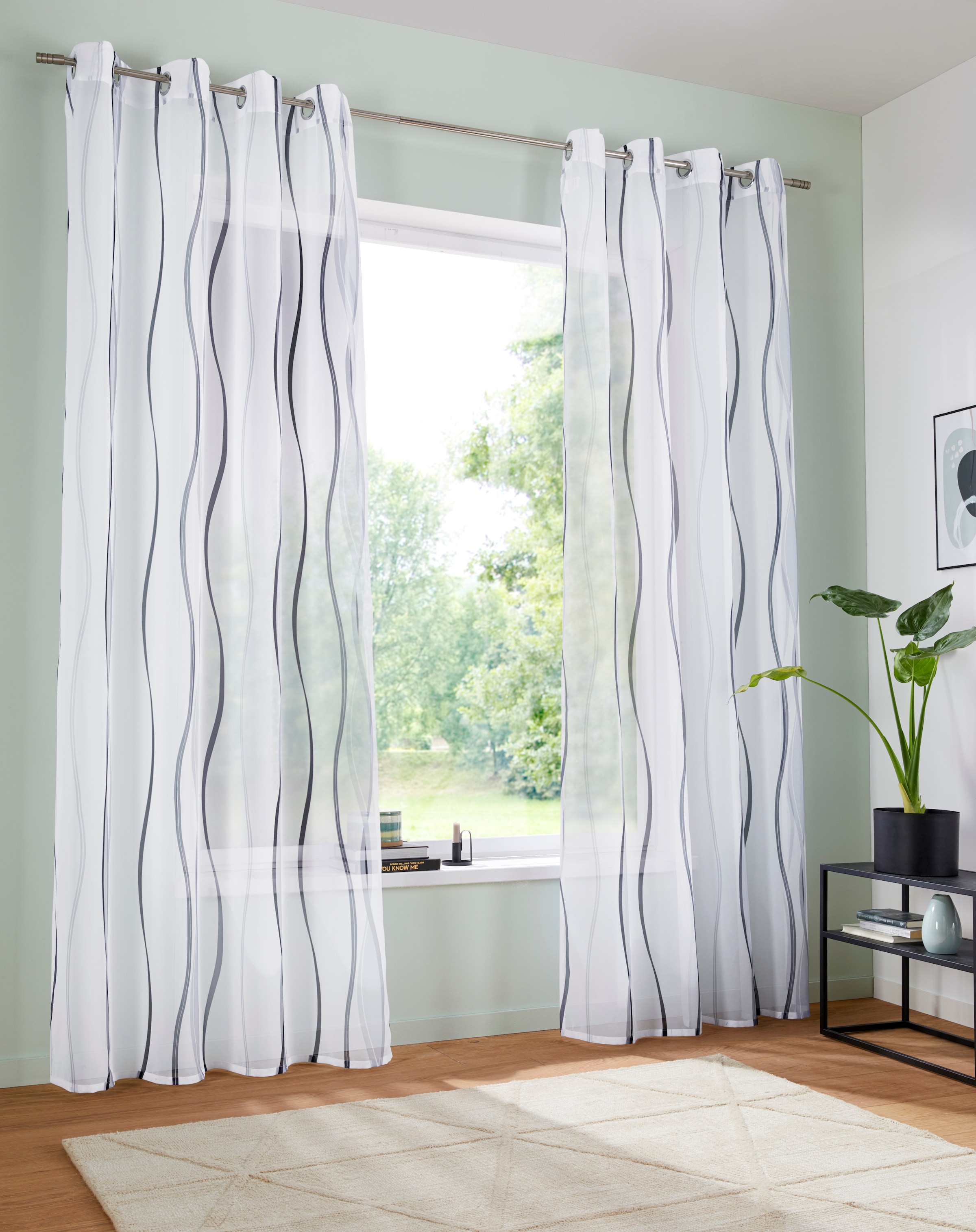 OTTO home Gardine "Dimona" Ösen 2 Stk. tlg. 2-er Set, transparent, Voile, P günstig online kaufen