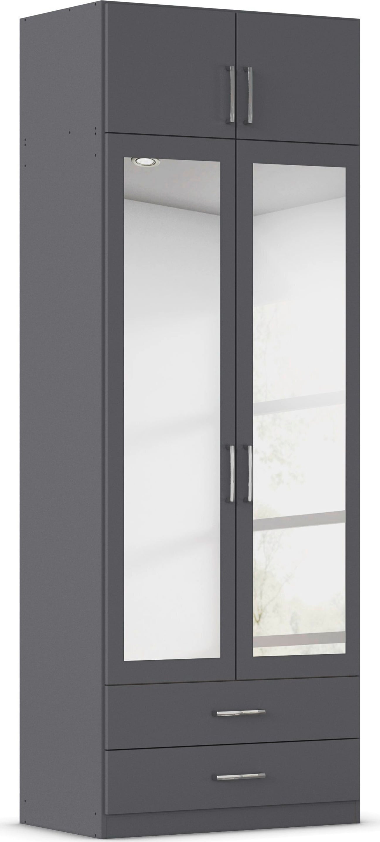 rauch Kleiderschrank "Schrank Garderobe Wäscheschrank GAMMA in 4 Breiten 91-226 cm" 3 verschiedene Ausstattungen BASIC/CLASSIC/PREMIUM (inkl. SOFT-CLOSE), mit Schubladen und Schrankaufsatz sowie Spiegel MADE IN GERMANY