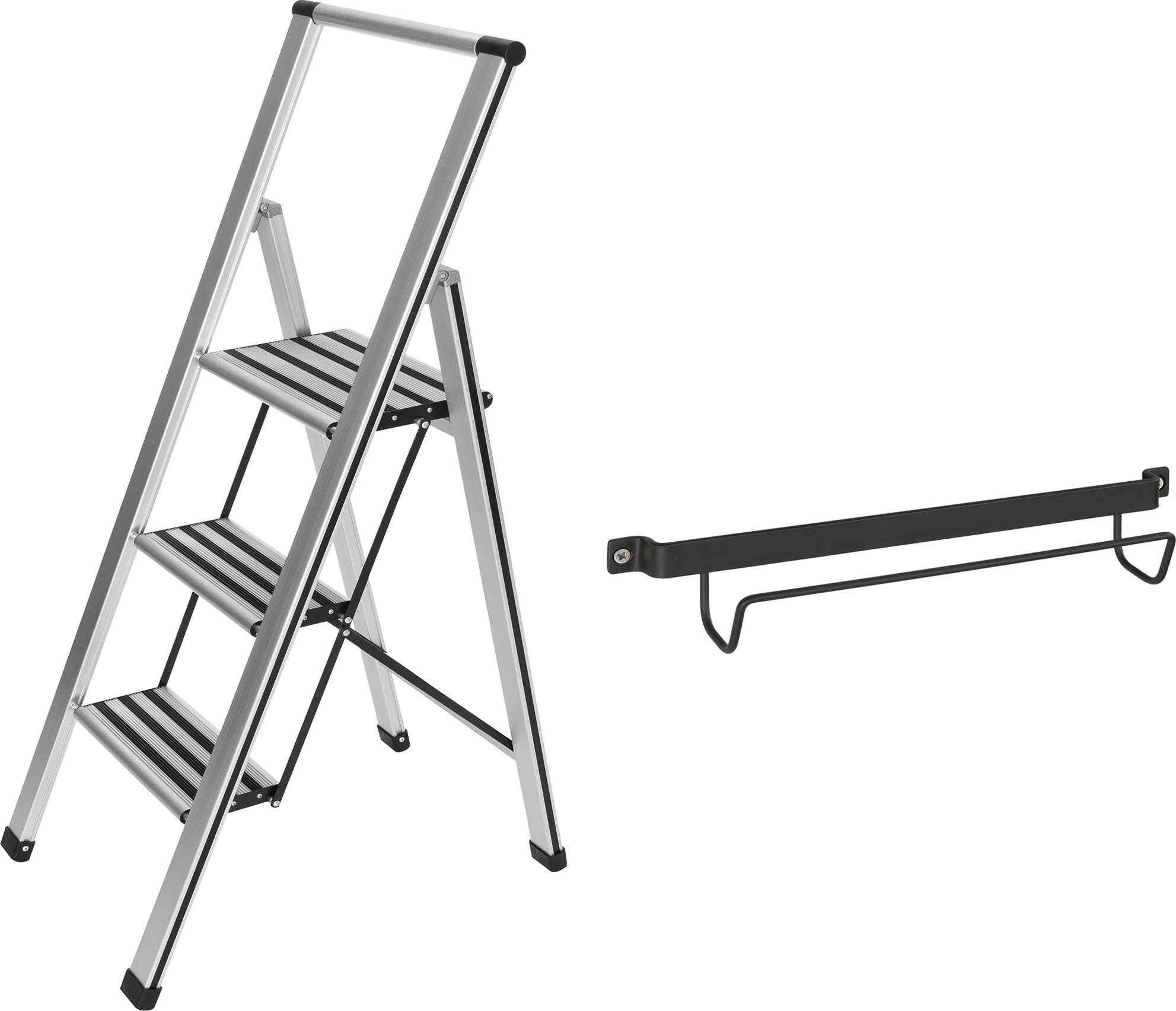 WENKO Trittleiter "Modell Alu-Design" 2 Stk. tlg. stabile Klapptritt Leiter günstig online kaufen
