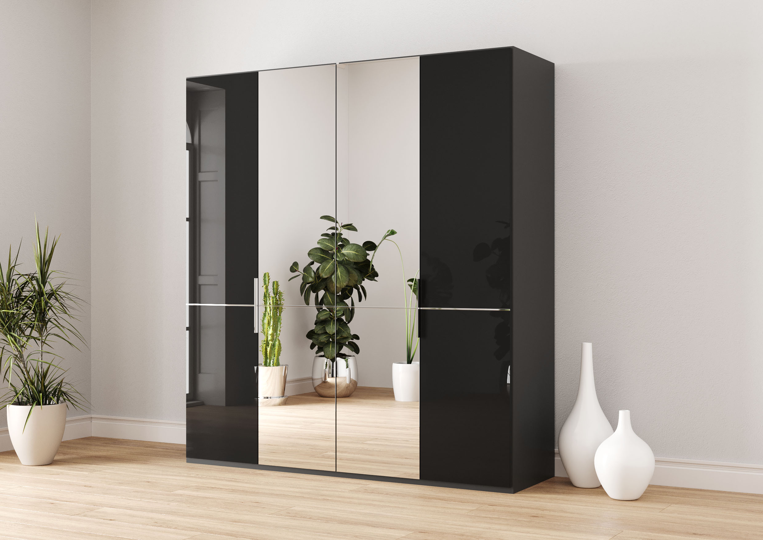 Musterring Kleiderschrank "Imola W" inkl. Einlegeböden und Kleiderstangen, mit Glas- und Spiegeltüren