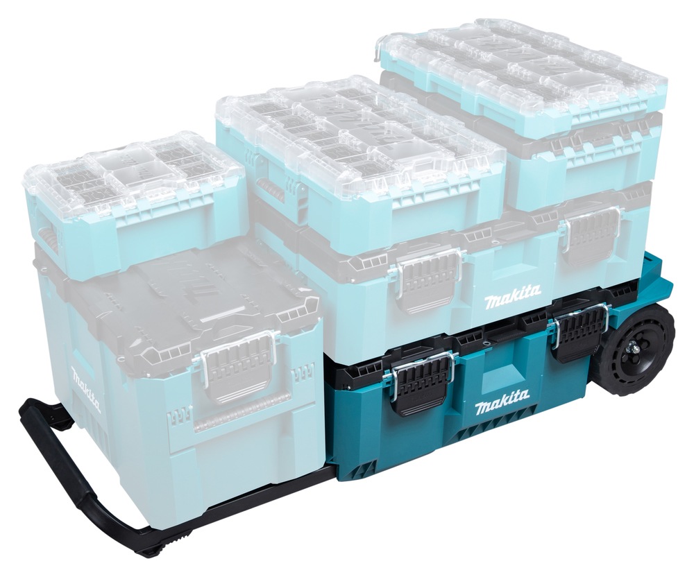 Makita Werkzeugtrolley »MAKTRAK  L »P-91001« max. 113 kg, 81,9 L, 23 cm Ø Räder, Gecko-Grip« Effizientes Be- und Entladen mit dem MAKTRAK Koffer Sortiment