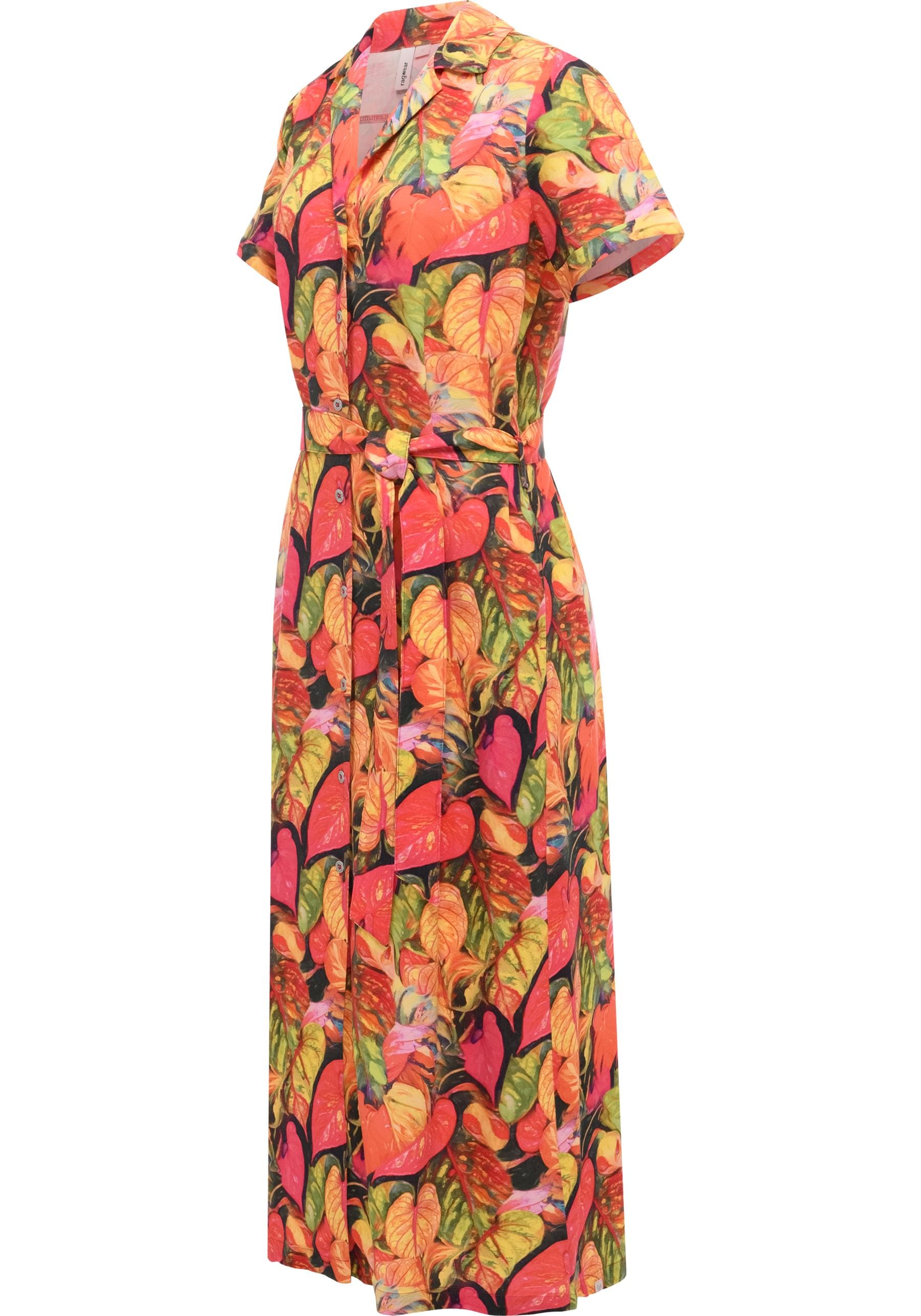Ragwear Sommerkleid »Sawira Long Print« Eingrifftaschen Gemustertes Midikleid mit Knopfleiste