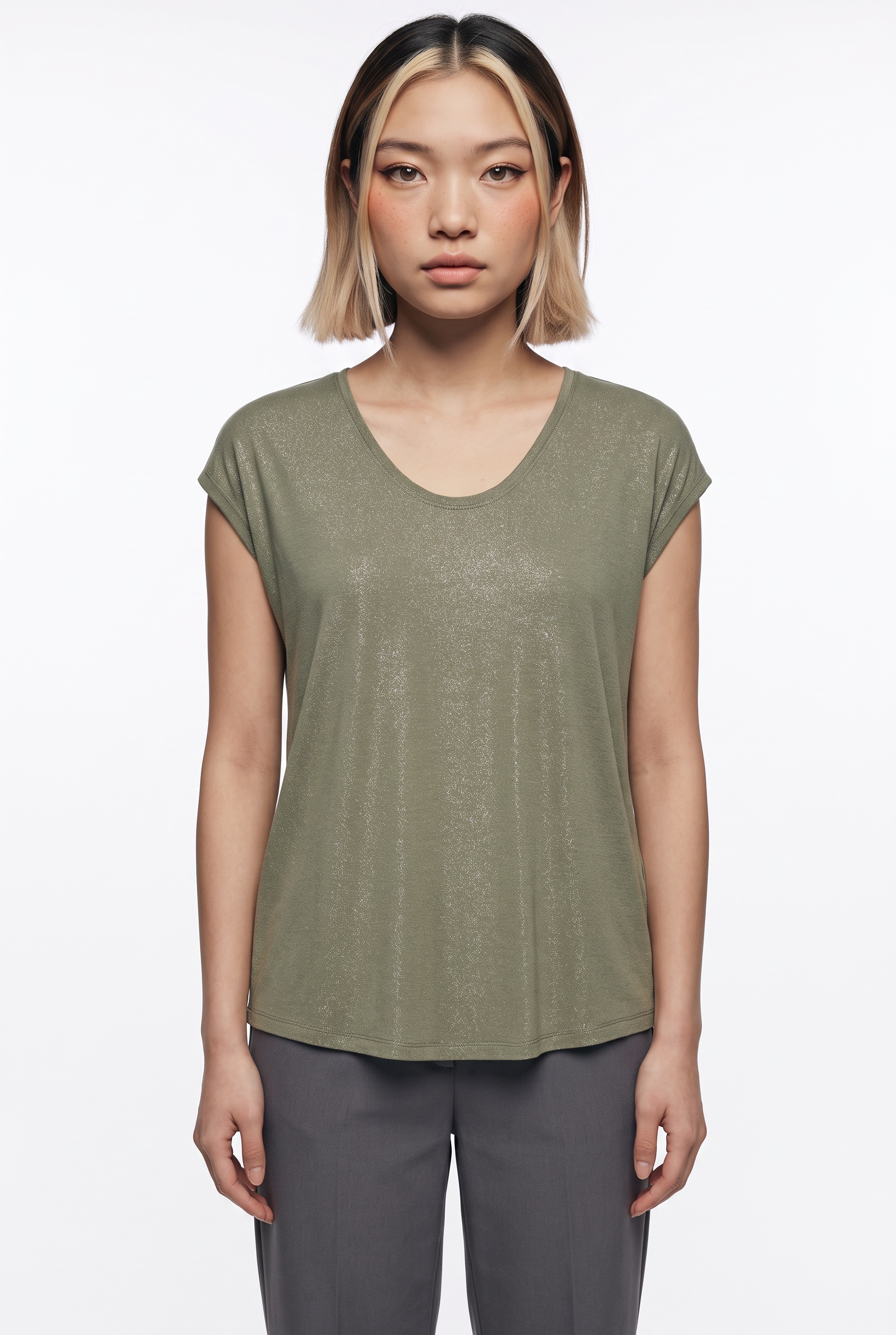 pieces Kurzarmshirt »PCALICE SS GLITTER TEE JRS NOOS BC« Viskosemischung, loose fit