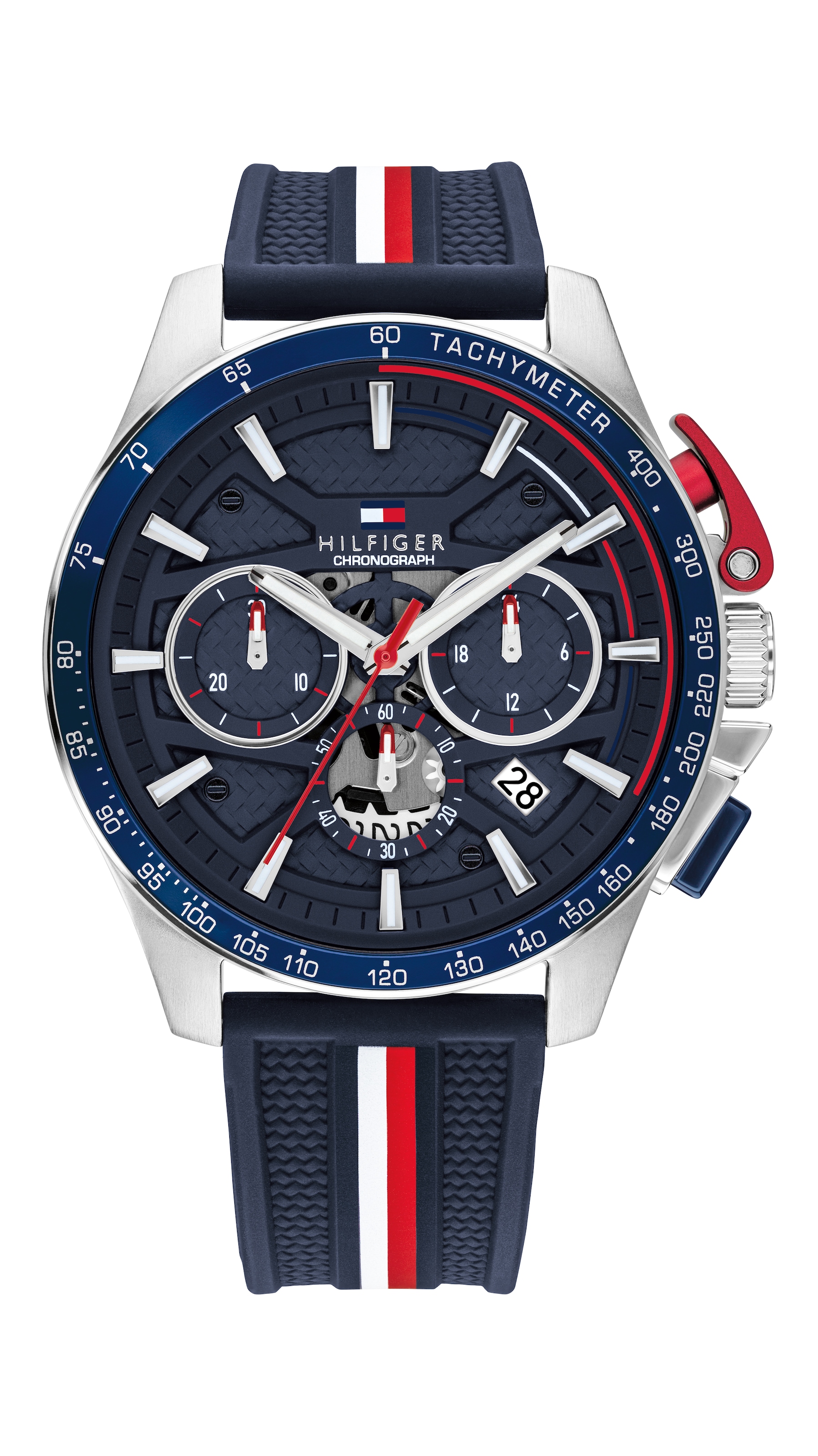 Tommy Hilfiger Chronograph »BANK« Quarzuhr, Armbanduhr, Herrenuhr, Silikonarmband, analog, Tag