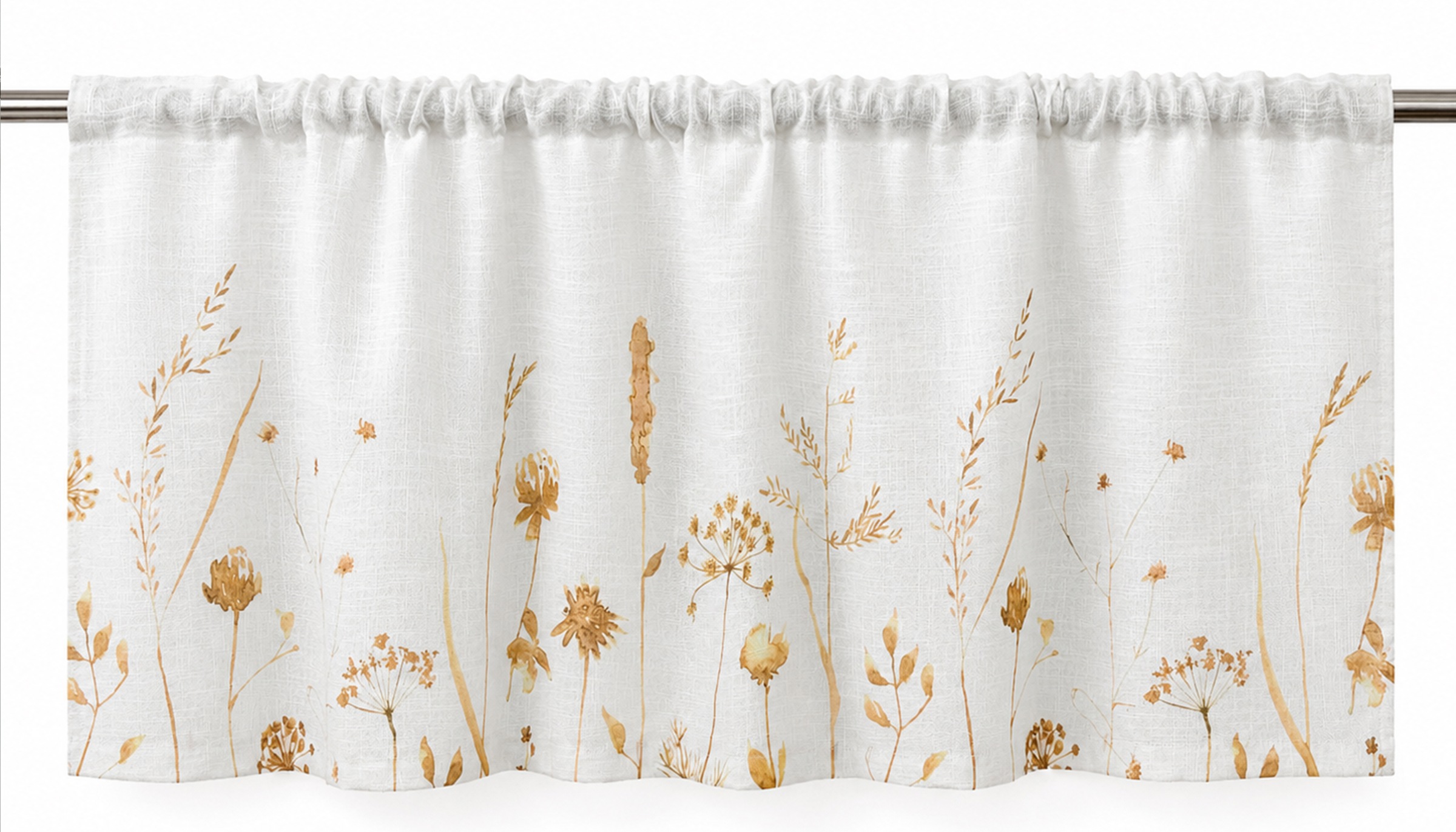 OTTO home Scheibengardine »Rikkert« Stangendurchzug 1 Stk. tlg. Lichtschutz, Leinen-Optik mit Naturmotiv, verschiedene Größen