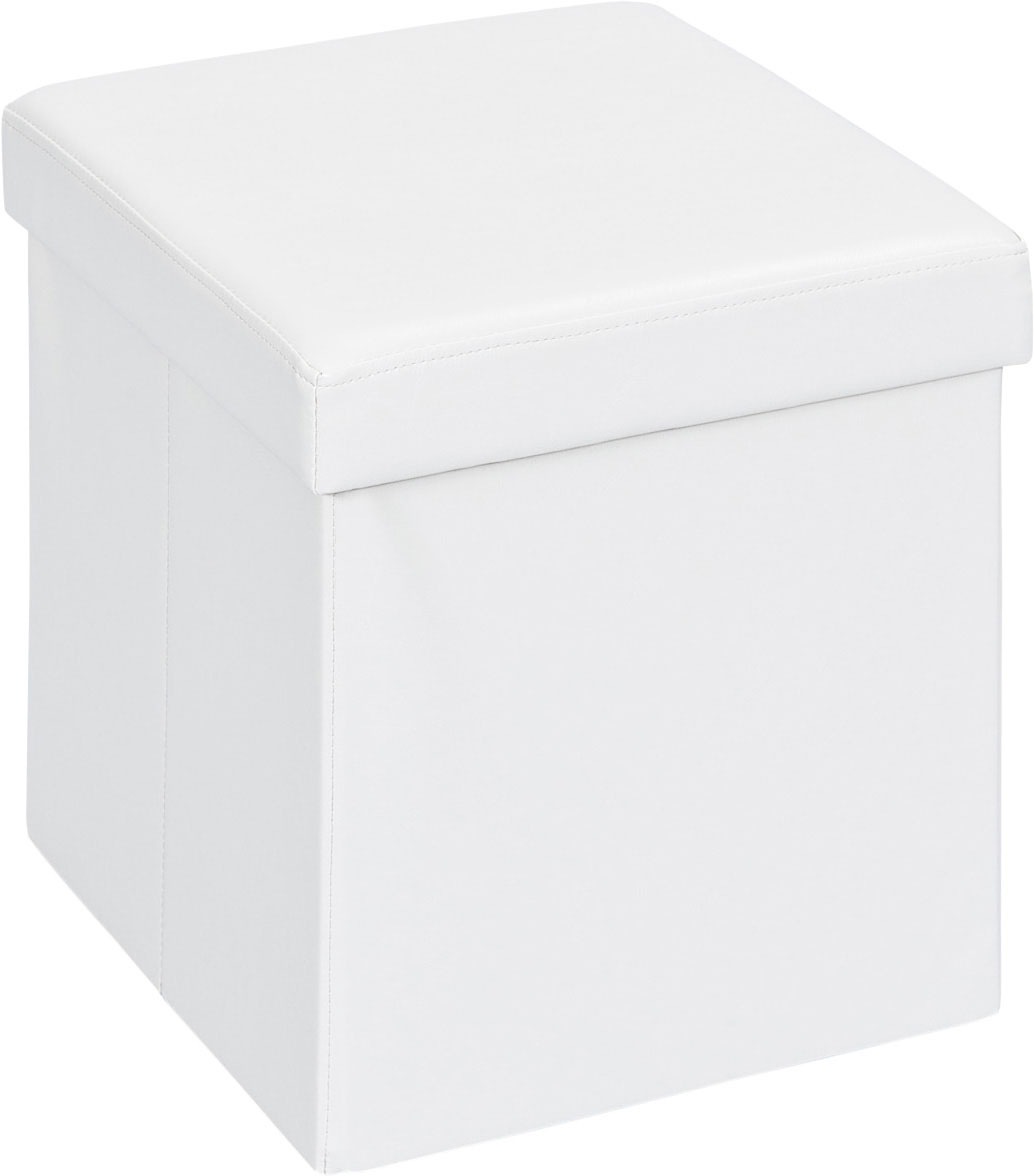 Inter Link Faltbox "Setti, Sitzhocker, Faltbare Sitzbox 100% PU weiß, Stauraumhocker" Zusammenklappbar, Stauraum & Sitzfunktion, BxTxH: 38 x 38 x 38 cm