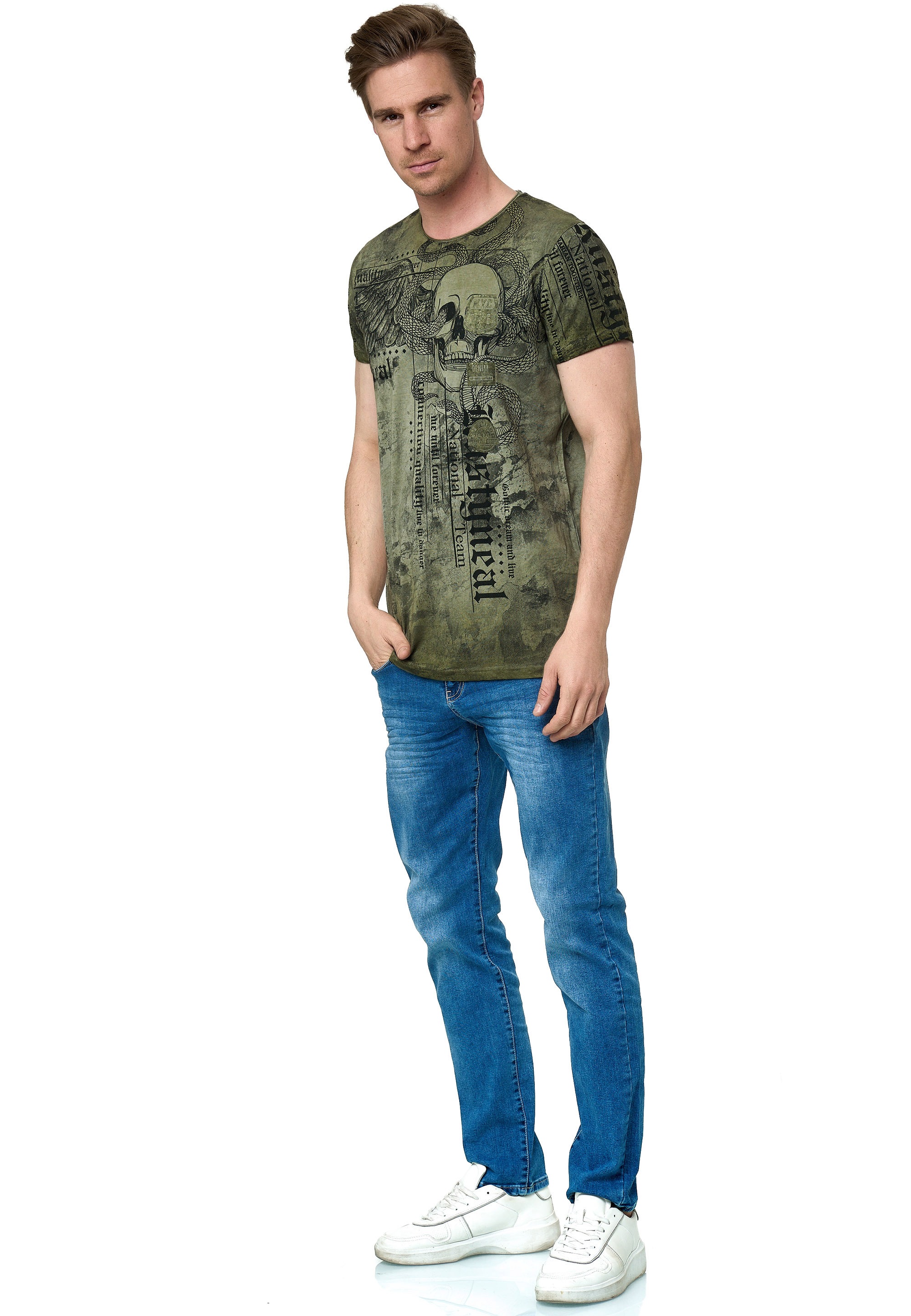 Rusty Neal T-Shirt, mit coolem Allover-Print