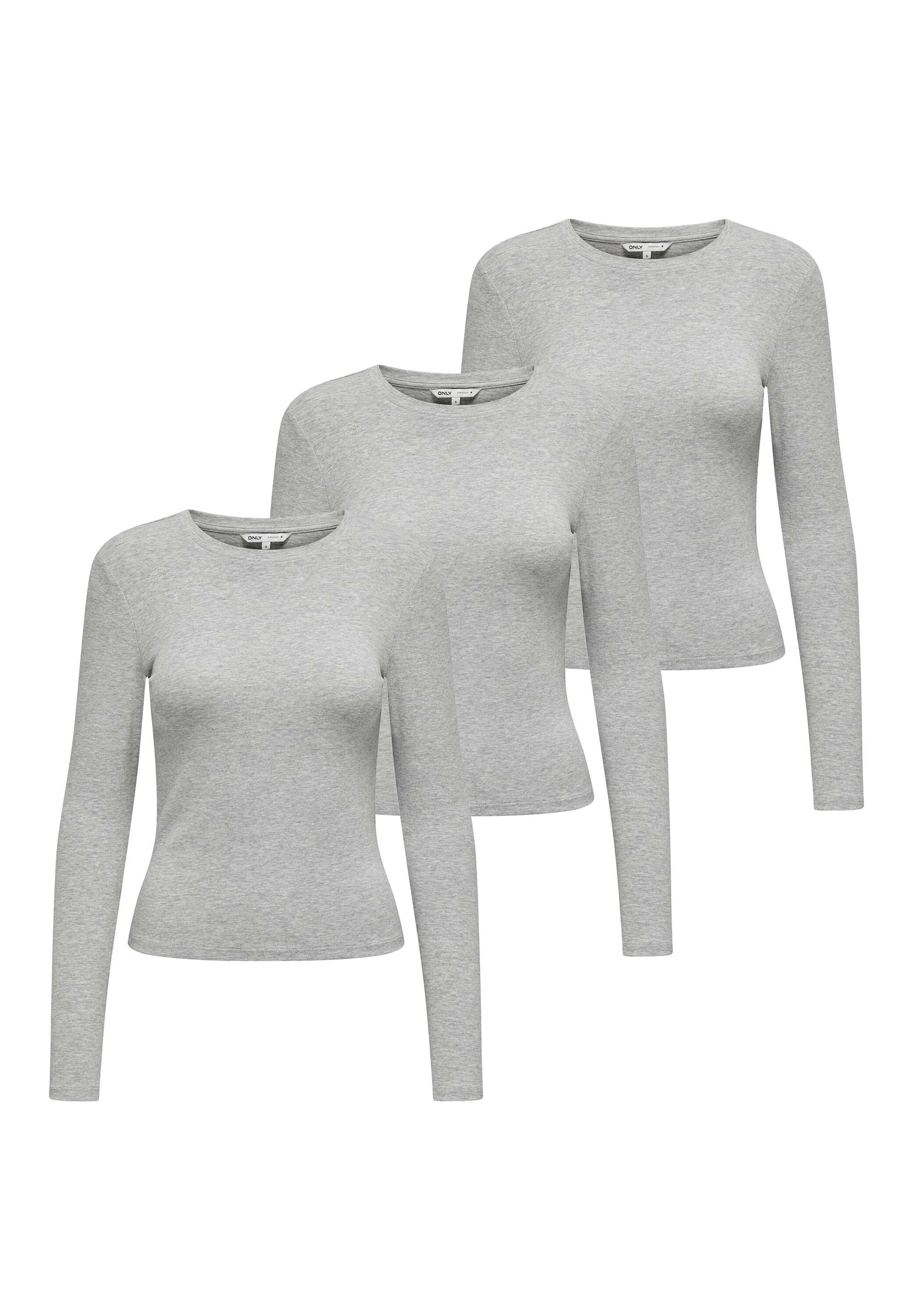 ONLY Longsleeve "Longsleeve ONLRILEY O-NECK TOP 3P 3er Pack"