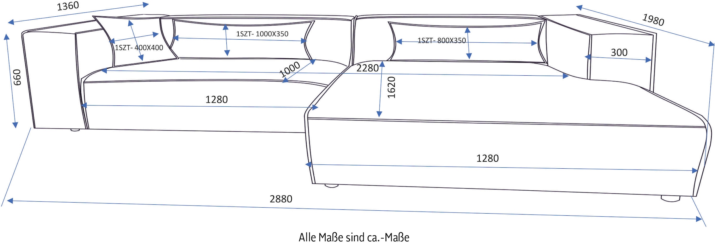 LeGer Home by Lena Gercke Ecksofa »PIARA XXL, Big-Sofa in Cord oder Leinenoptik, L-Form, mit Kedernaht«, wahlweise Ottomane rechts/links, schwarze Füße, extra tiefe Sitzfläche