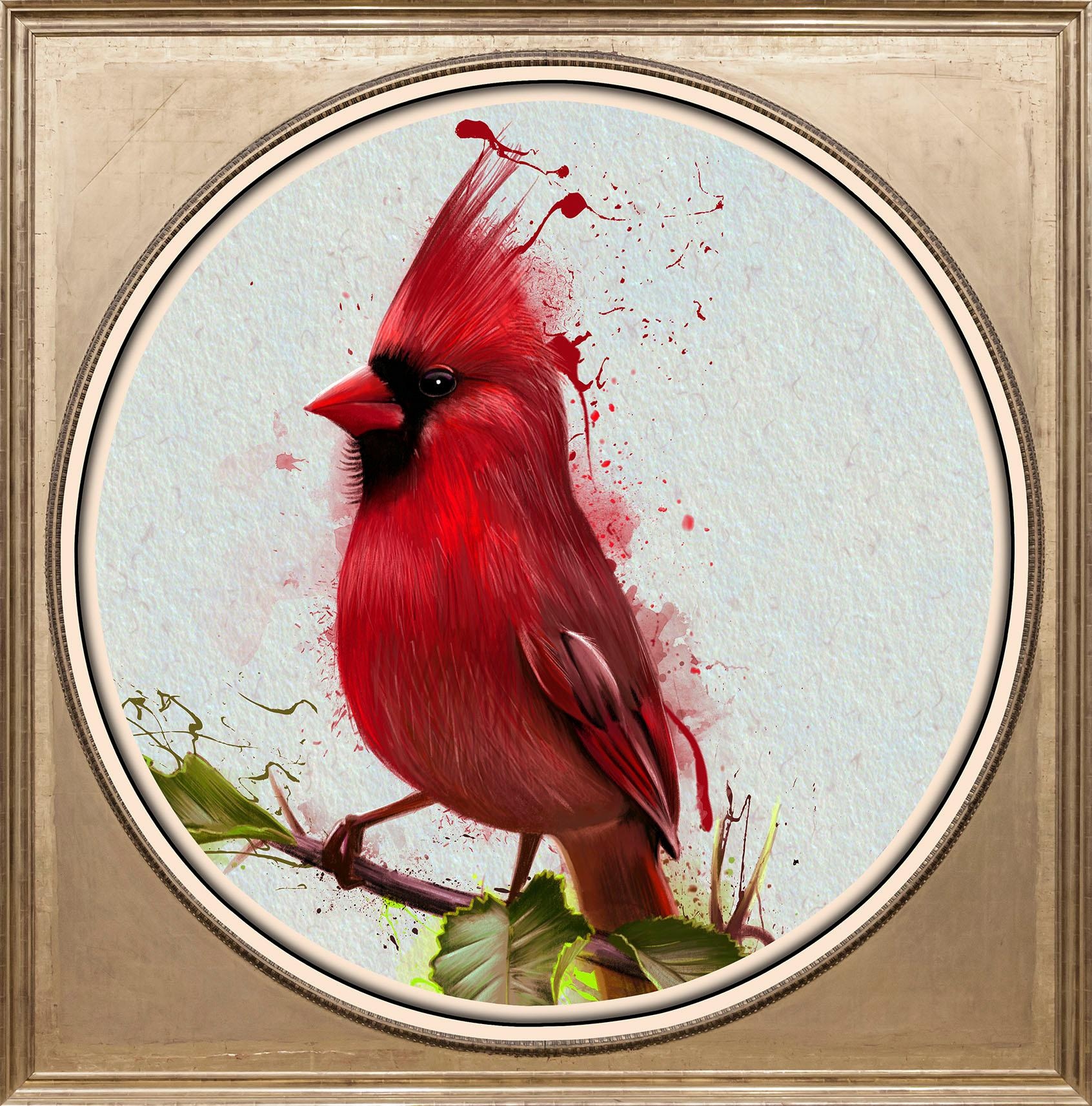 queence Acrylglasbild "Roter Vogel", Kunst-Vögel-Vogelbilder-Tiere-Gemälde, günstig online kaufen