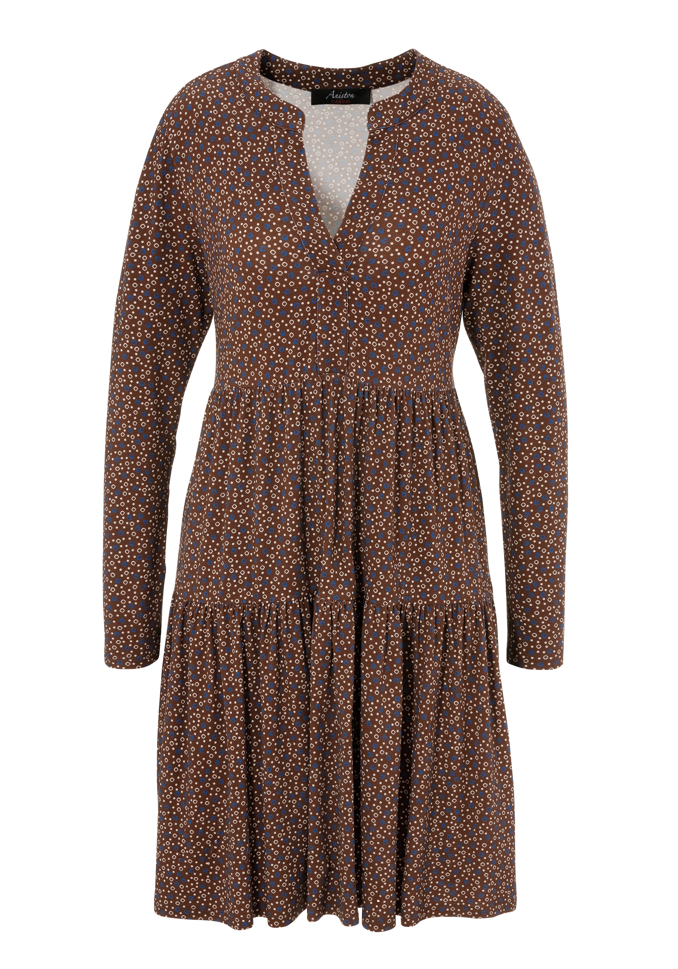 Aniston CASUAL Jerseykleid, mit trendfarbigen, grafischen Allover-Druck