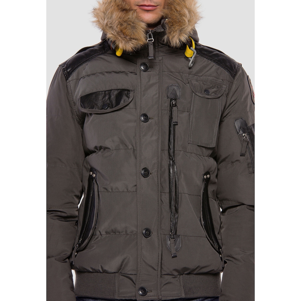 Cipo & Baxx Winterjacke, mit abnehmbaren Pelzkragen