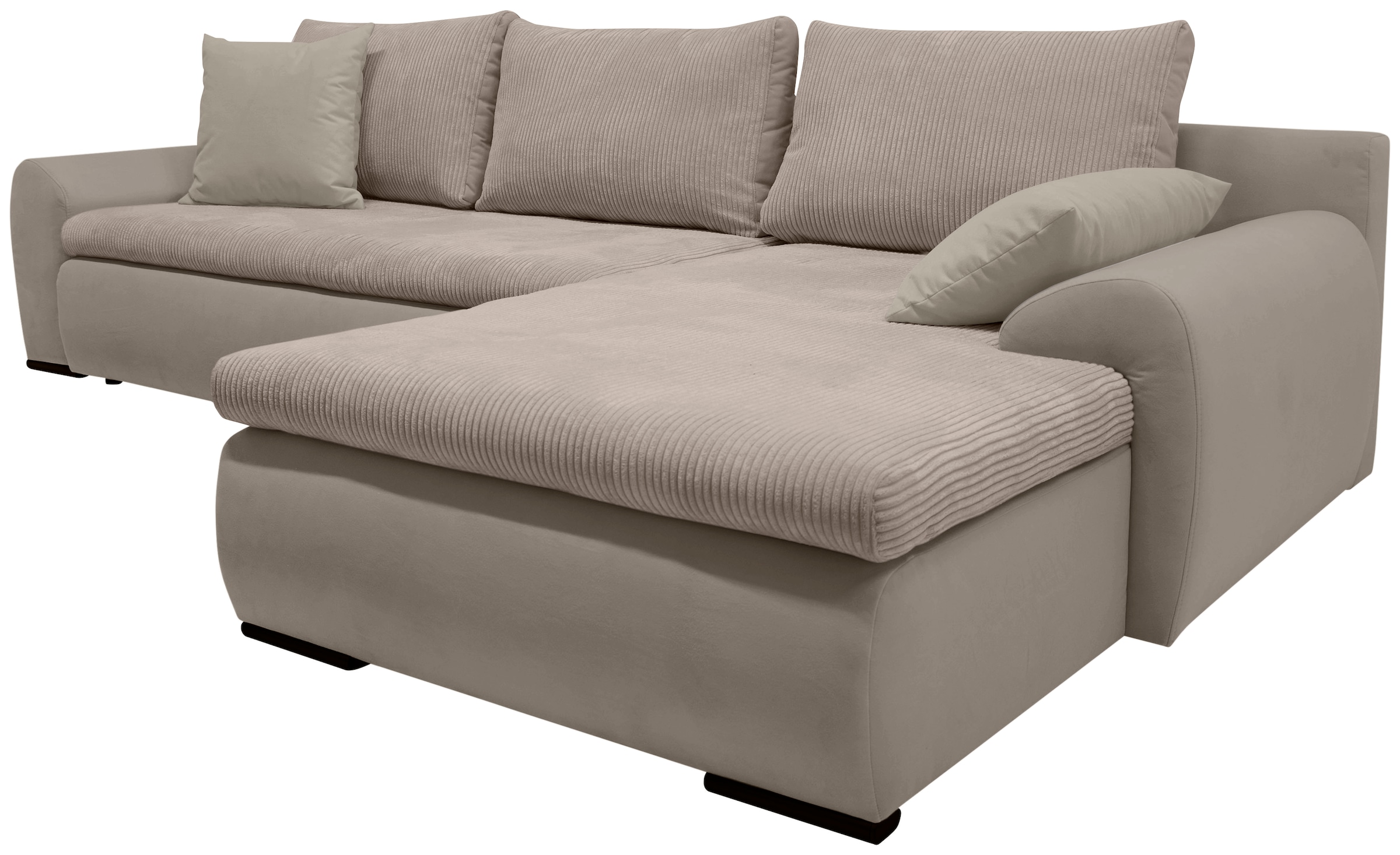 Home affaire Ecksofa »Win, L-Form, Breite 285cm«, optional mit Schlaffunktion und Bettkasten, taupe, Cord