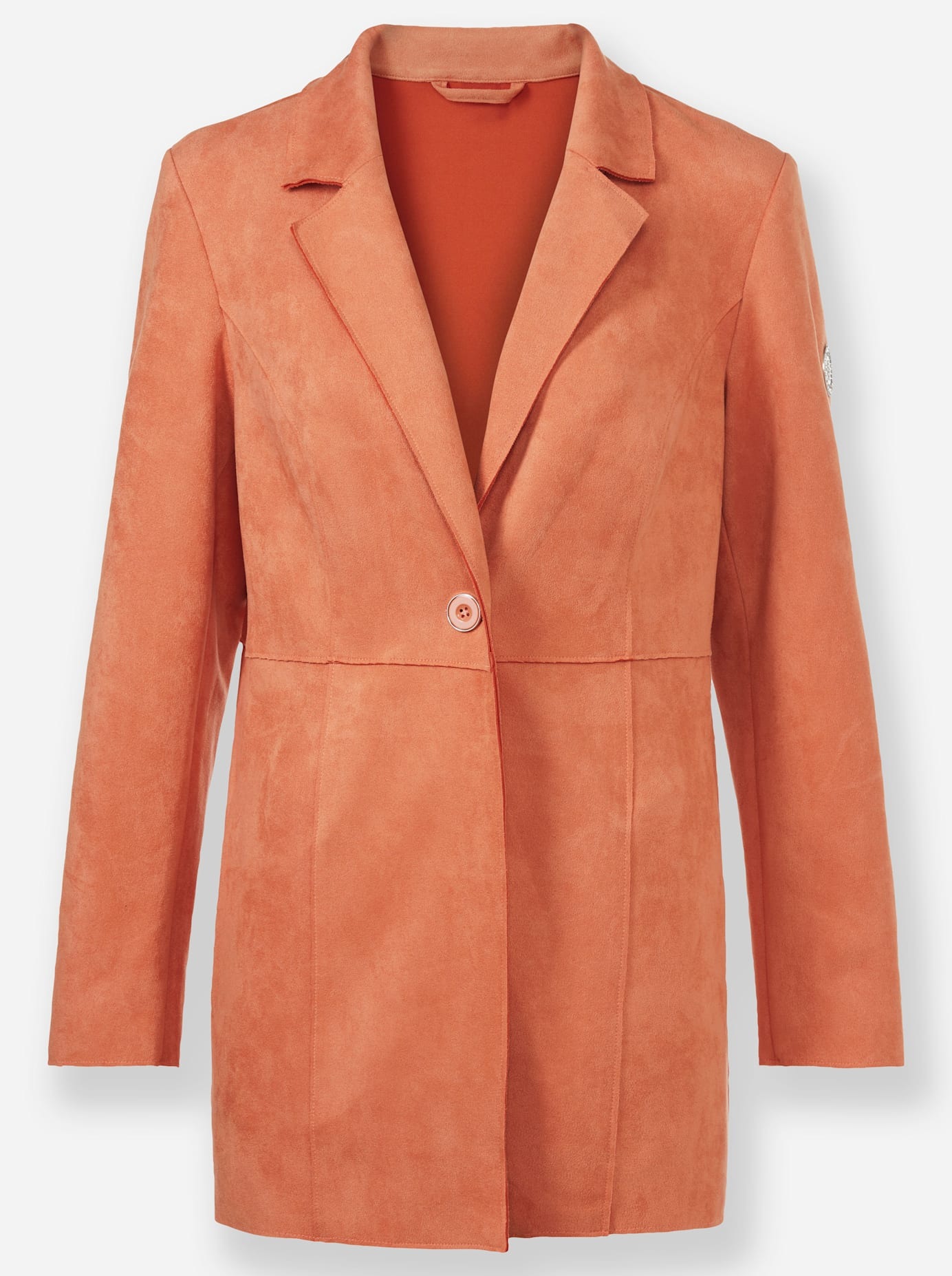 Longblazer INSPIRATIONEN "Longblazer", Damen, Gr. 44, orange (papaya), 90% Polyester, 10% Elasthan, Blazer Longblazer 3