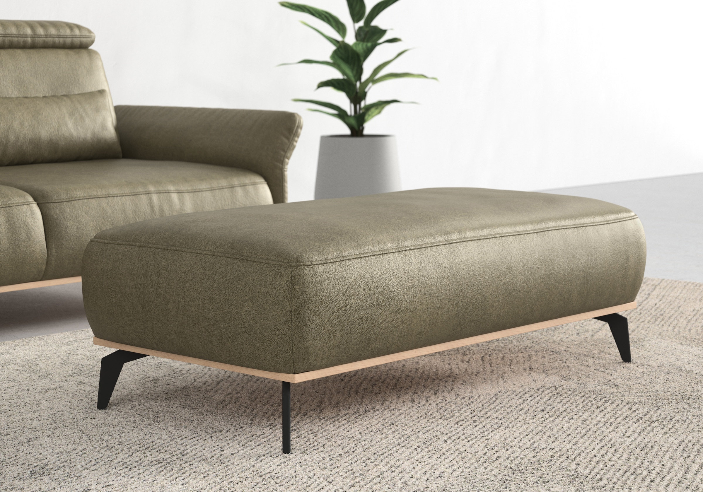 Home affaire Polsterhocker "Fjord" Mit einem Holzrahmen in Buche massiv eic günstig online kaufen