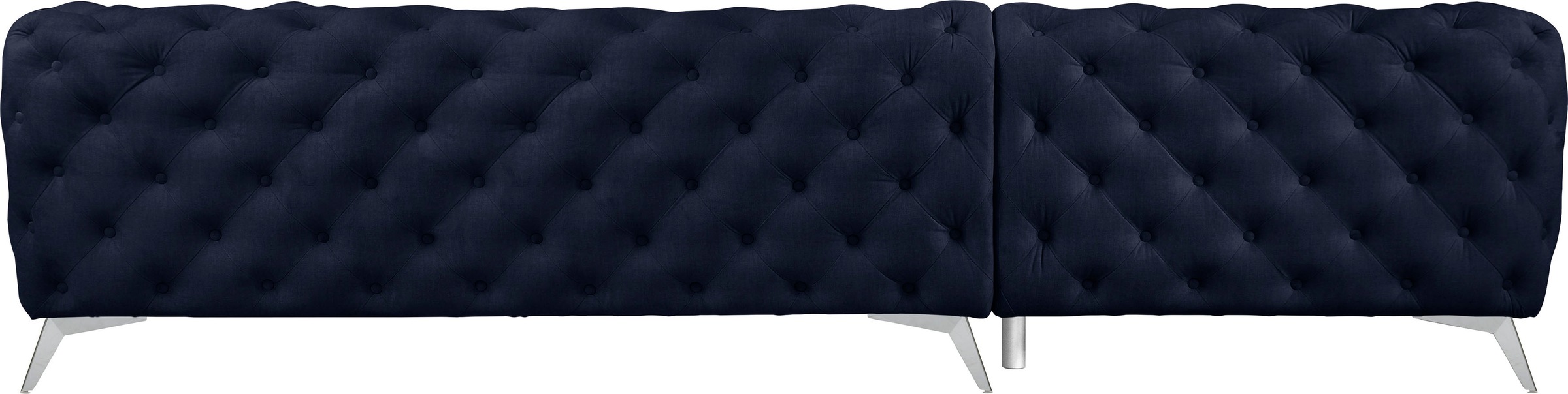 Leonique Chesterfield-Sofa »Ecksofa GLYNIS L-Form mit Wellenunterfederung, Maße B/T/H 323/264/75cm«, aufwändige Knopfheftung, moderne Chesterfield Optik, Fußfarbe wählbar