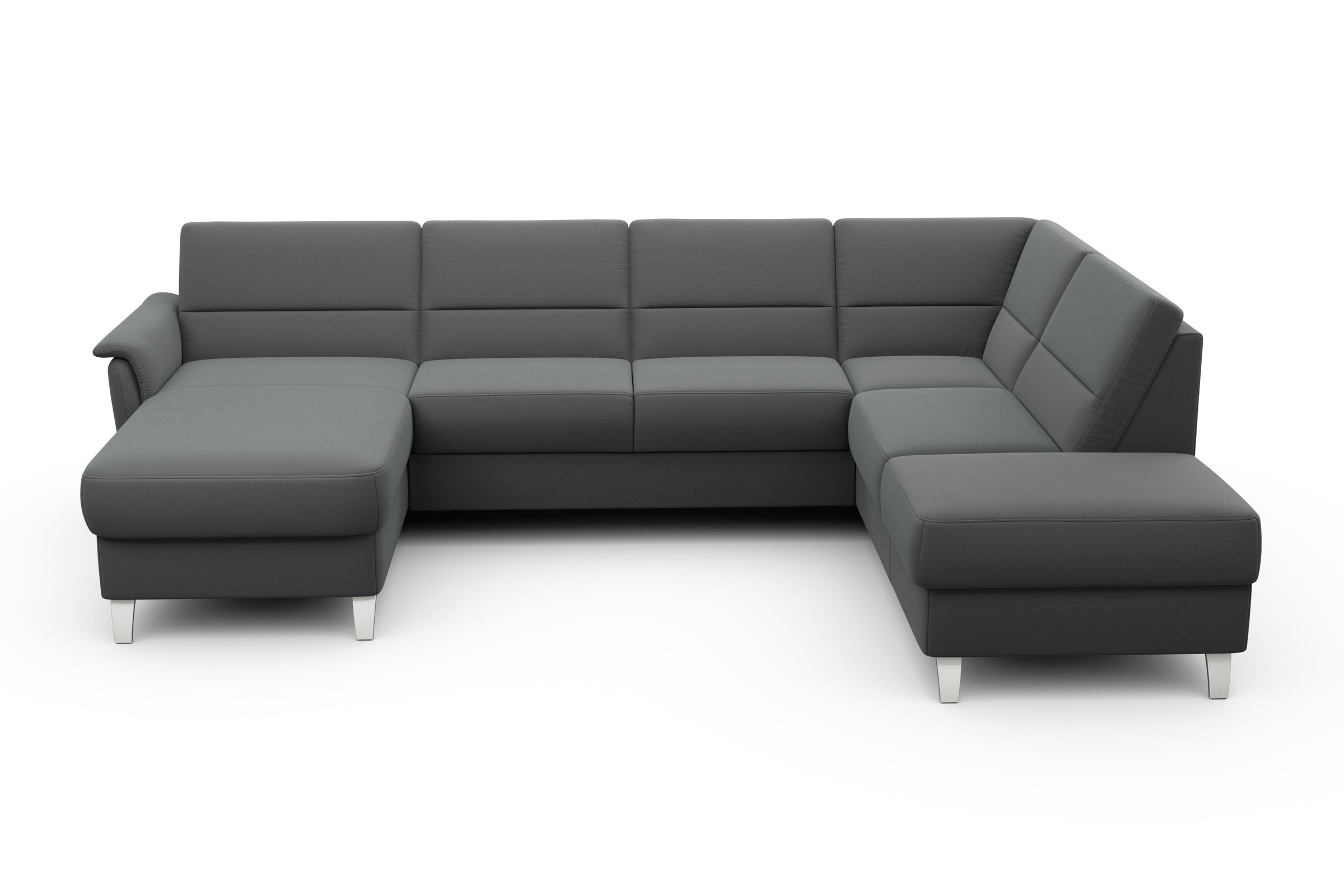 Wohnlandschaft SIT & MORE "Palmera U-Form, B: 308 cm", grau (anthrazit), B:308cm H:89cm T:212cm, 100% Polyester, Sofas, Wohnlandschaft, optional Bettfunktion & Bettkasten, Federkern 4