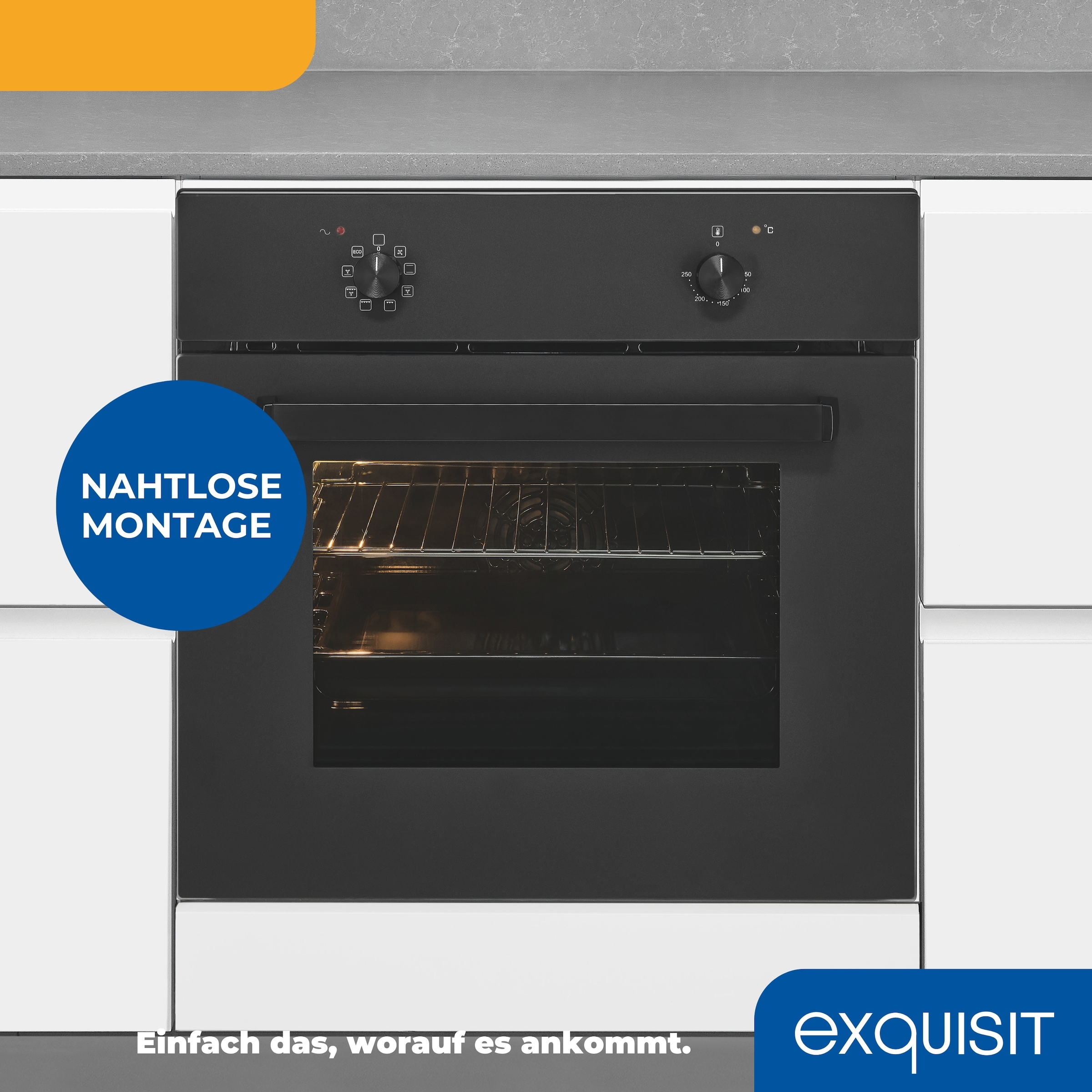 exquisit Einbaubackofen »EBE367-U-120 mattschwarz«