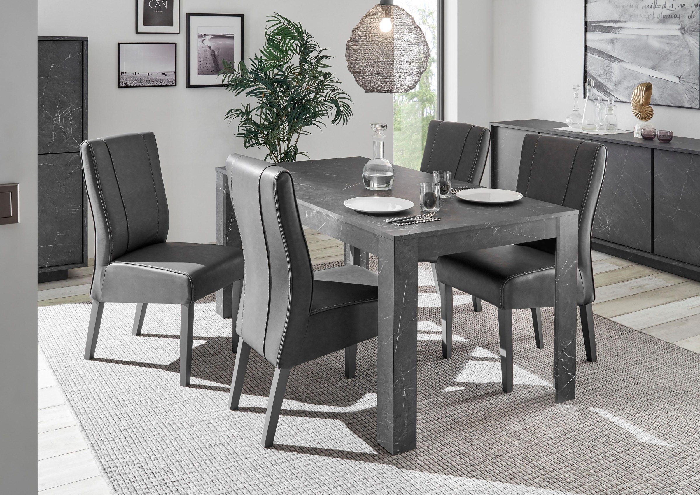 Esstisch HOME AFFAIRE "Carrara", grau (anthrazit marmor, optik, anthrazit marmor, optik, anthrazit marmor, optik), B:180cm H:79cm T:90cm, Tische, Esstisch, Breite 180 cm 3