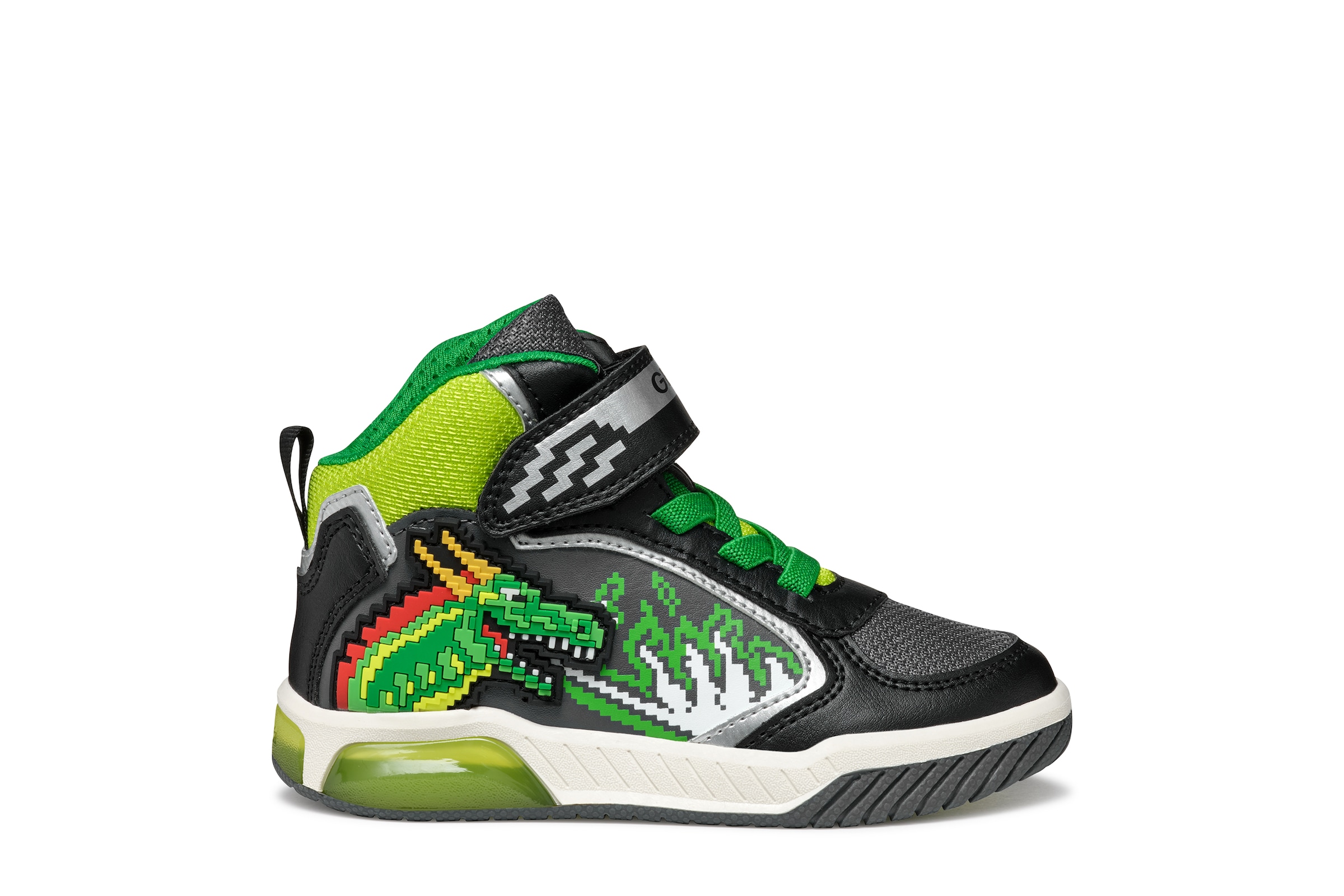 Geox Sneaker »J INEK BOY_Blinkschuh«, Schnürboots mit cooler Blinkfunktion, Größenschablone zum Download