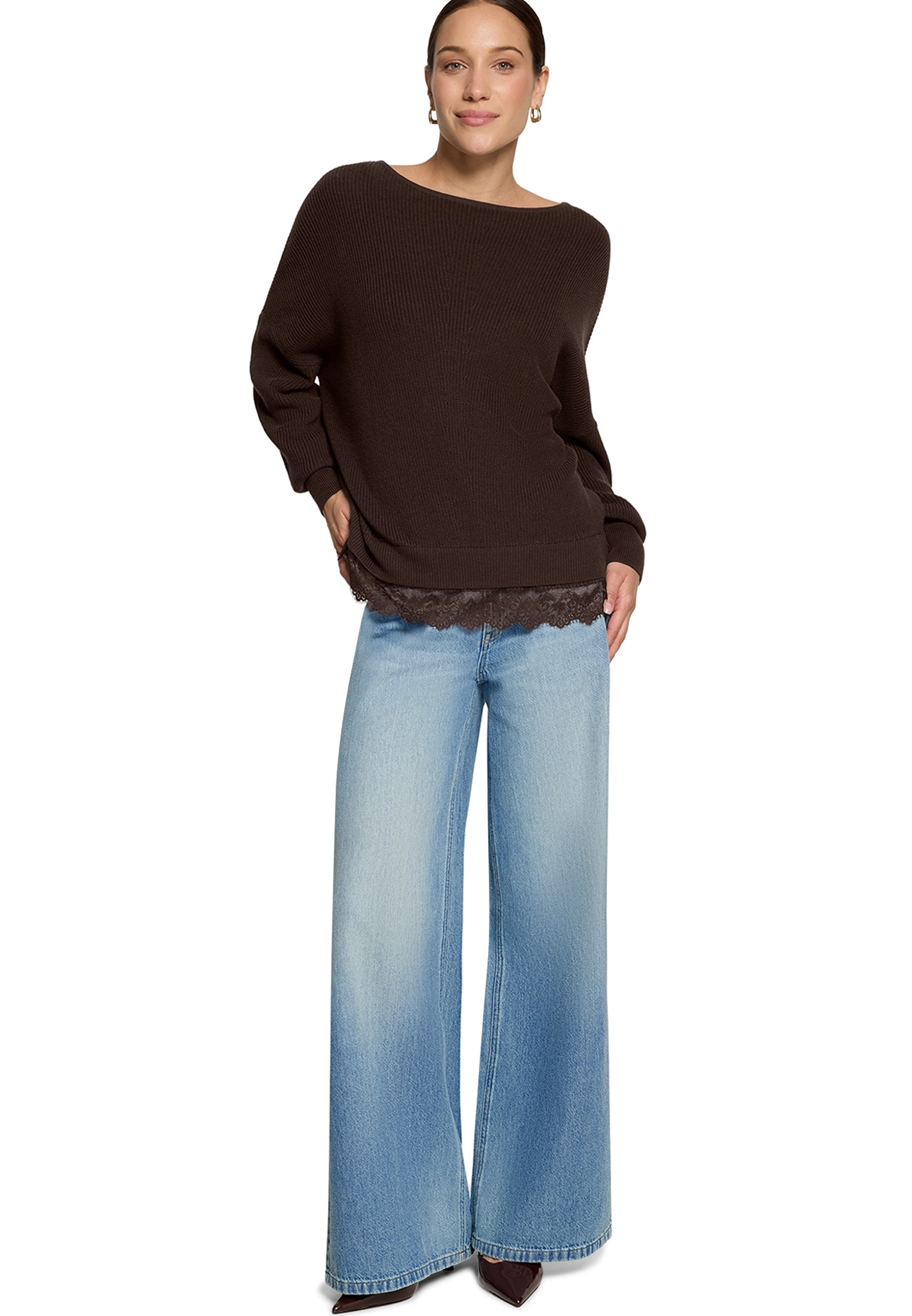 Zero Strickpullover »Damen mit Spitzenkante« 1 Struktur