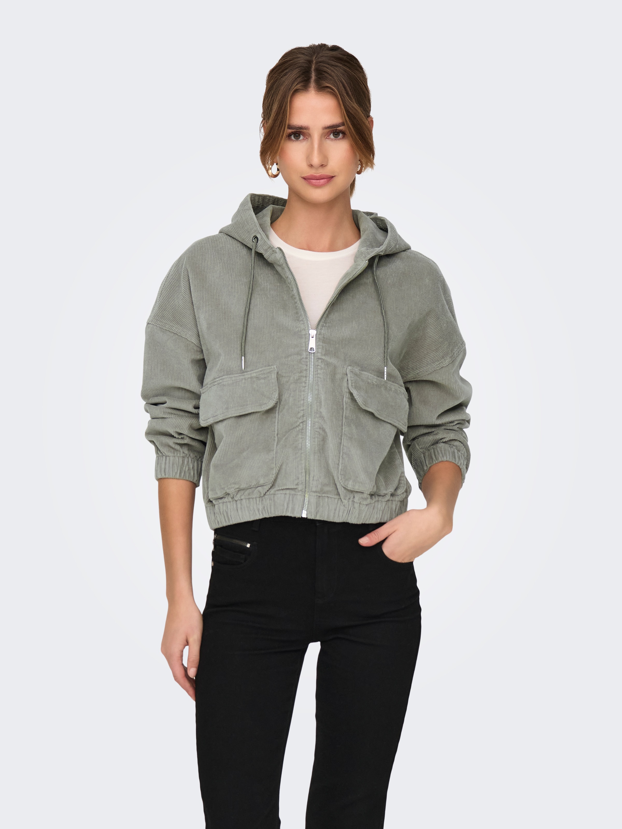 Thumbnail - ONLY Cordjacke "ONLKENZIE L/S CORD JACKET PNT NOOS" mit Kapuze Baumwollmischung