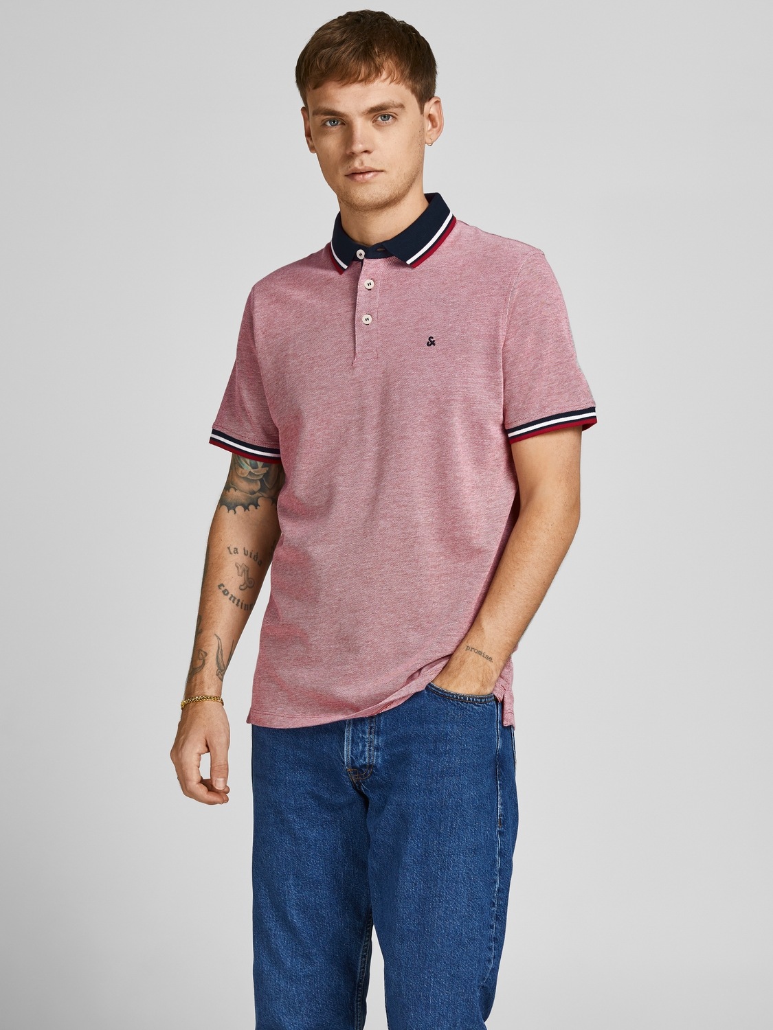 Thumbnail - Jack & Jones Poloshirt "JJEPAULOS im Doppelpack mit Logostickerei und Komfort" Packung, 2er-Pack, 2 Stk. tlg. unifarben ...